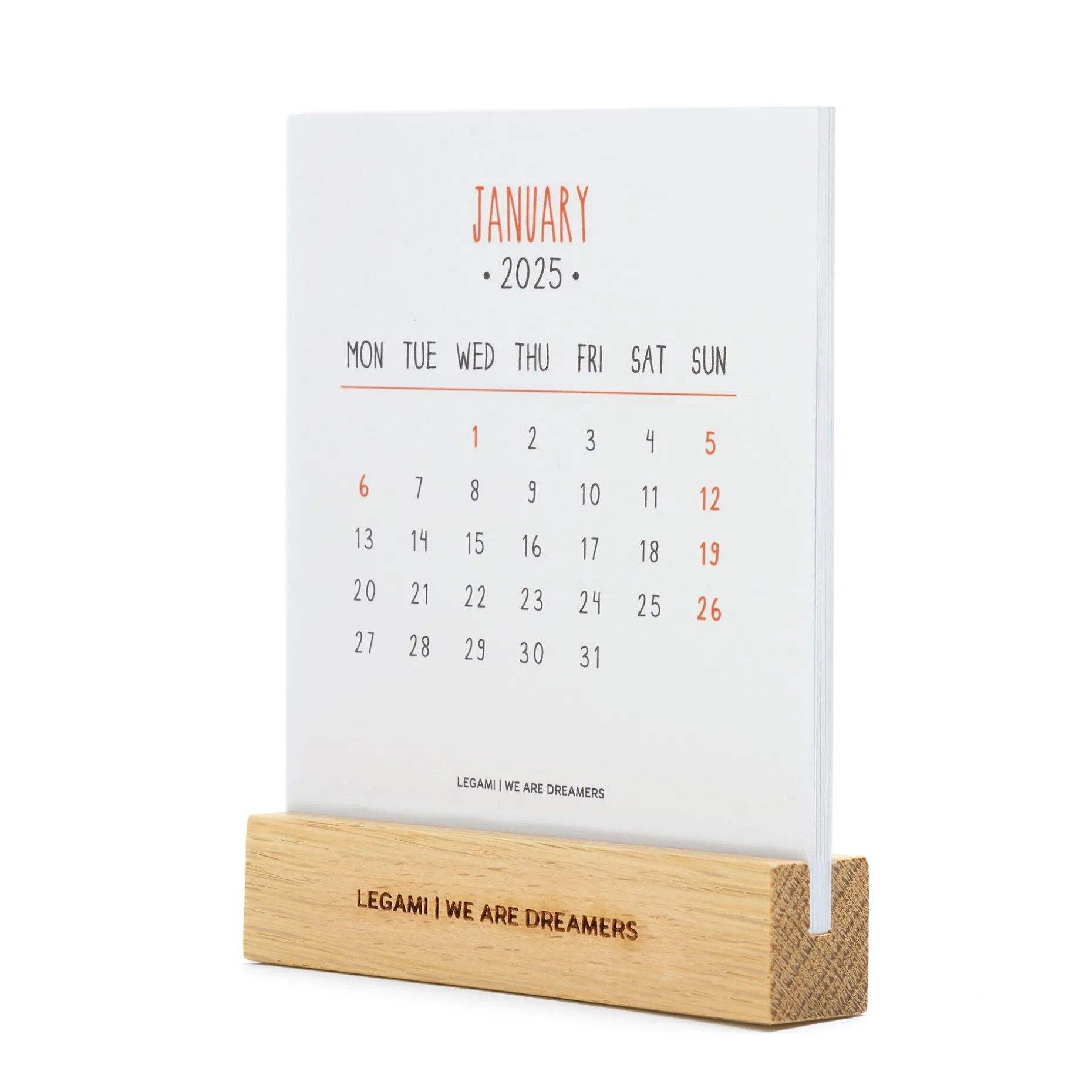 Calendrier avec Base en Bois - 2025