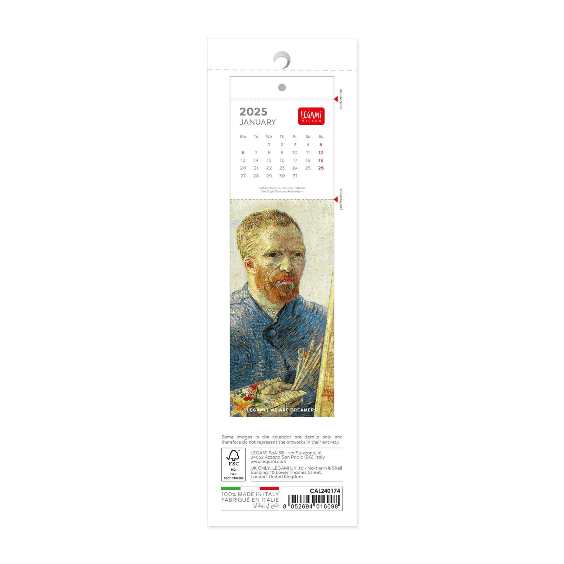 Calendrier Marque-Page 2025 - 5,5 x 18 cm