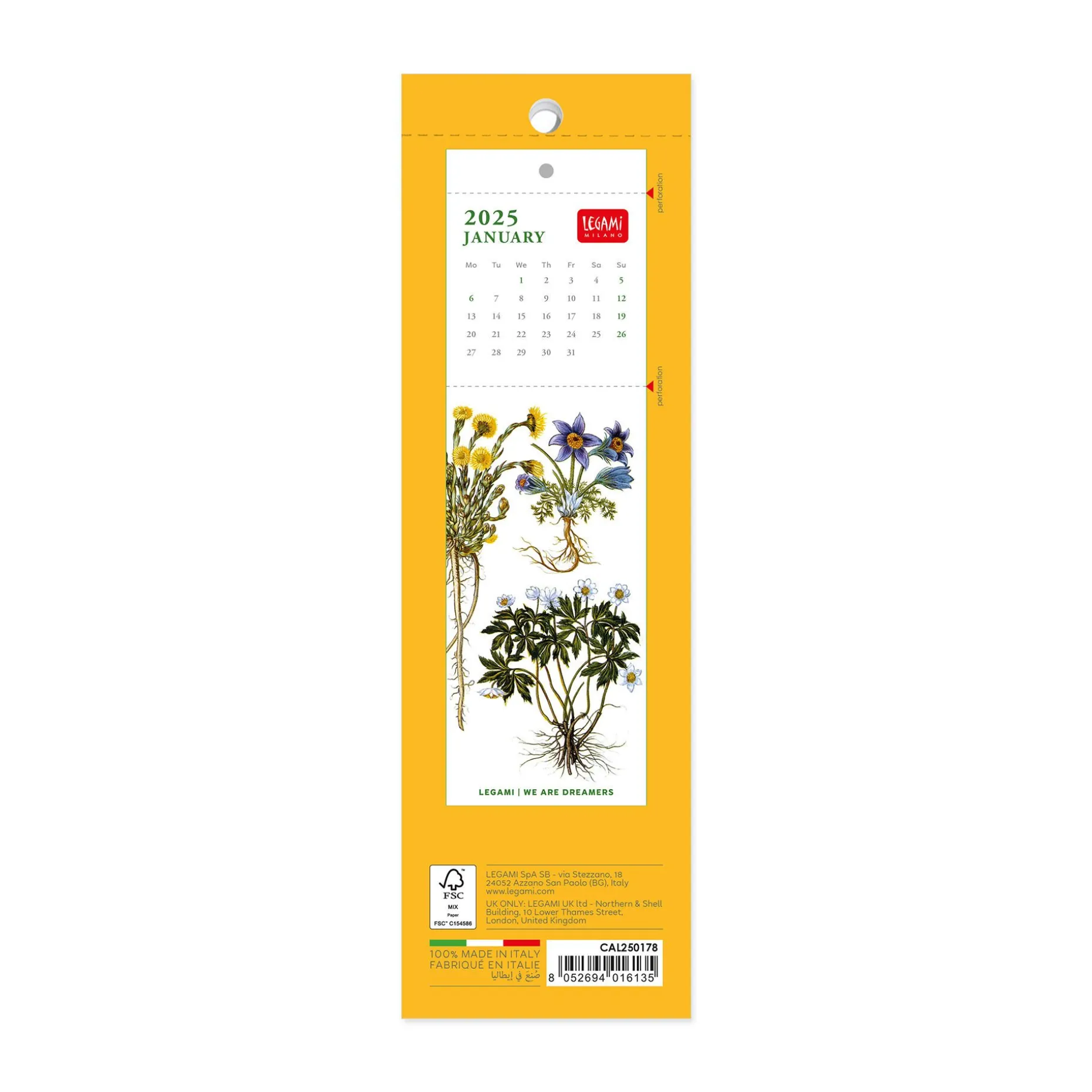 Calendrier Marque-Page 2025 - 5,5 x 18 cm