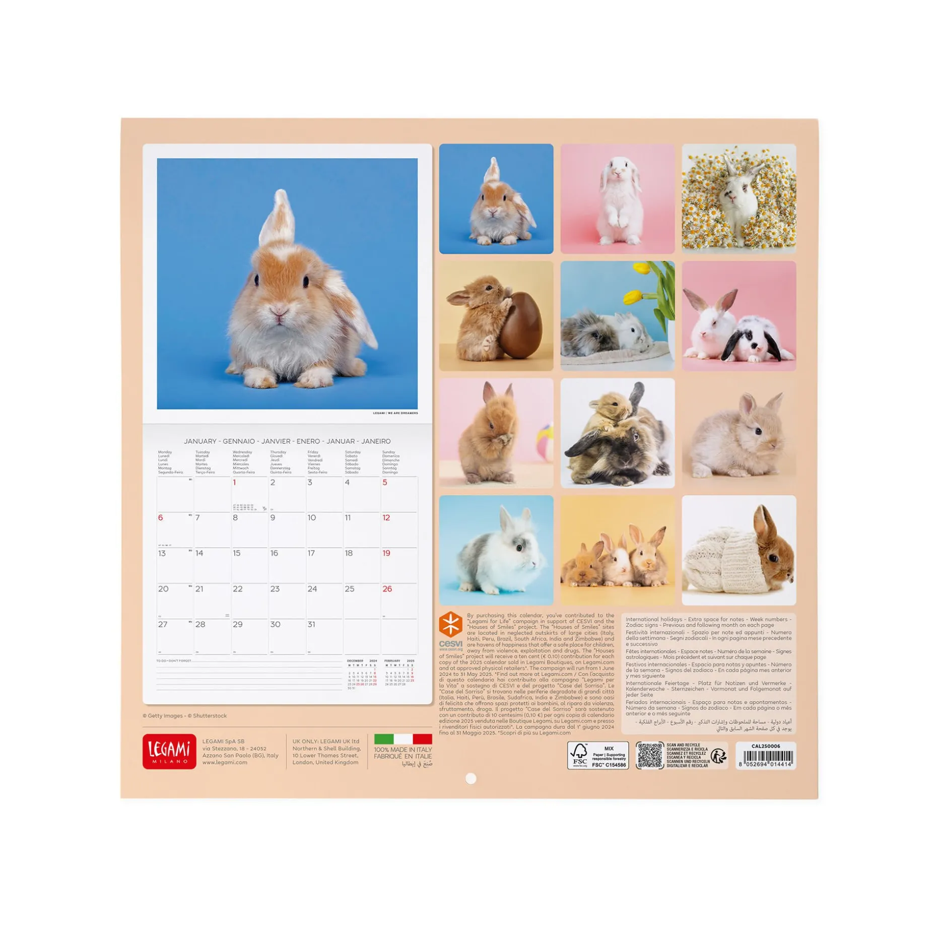 Calendrier Mural 2025 - 30 x 29 cm