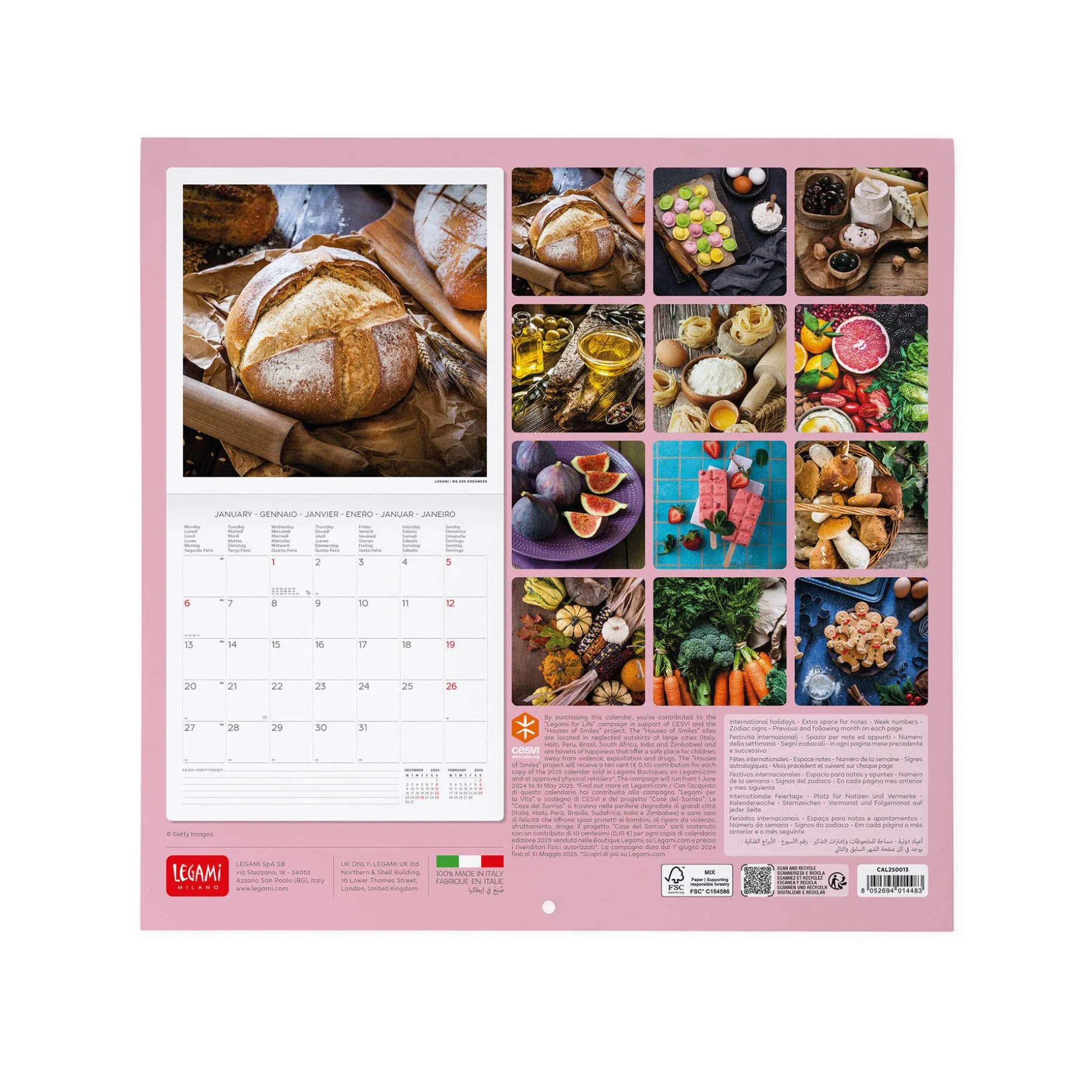 Calendrier Mural 2025 - 30 x 29 cm