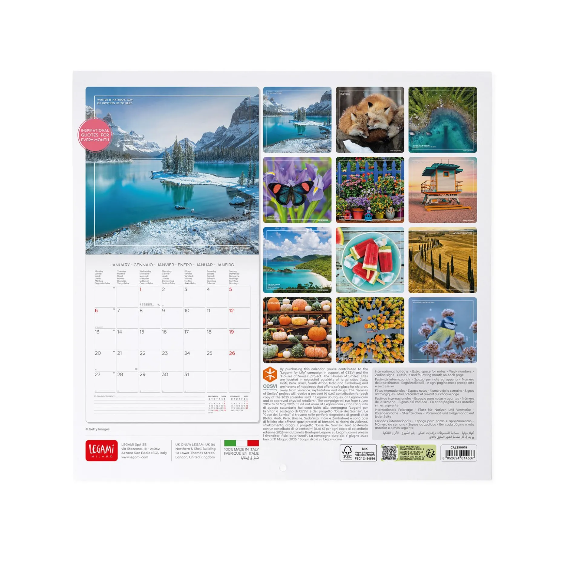 Calendrier Mural 2025 - 30 x 29 cm