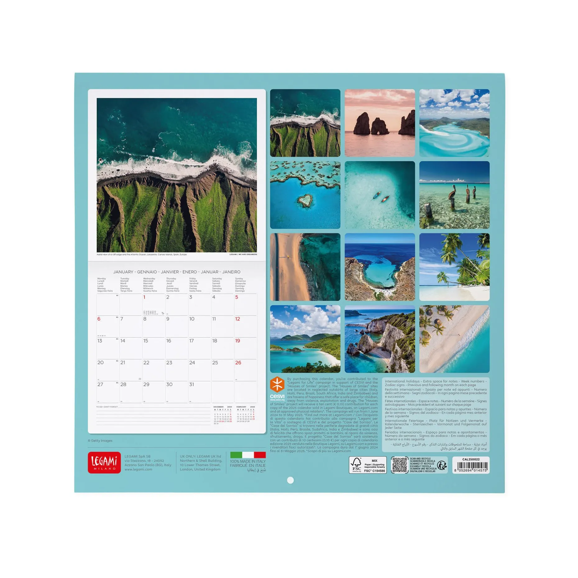 Calendrier Mural 2025 - 30 x 29 cm