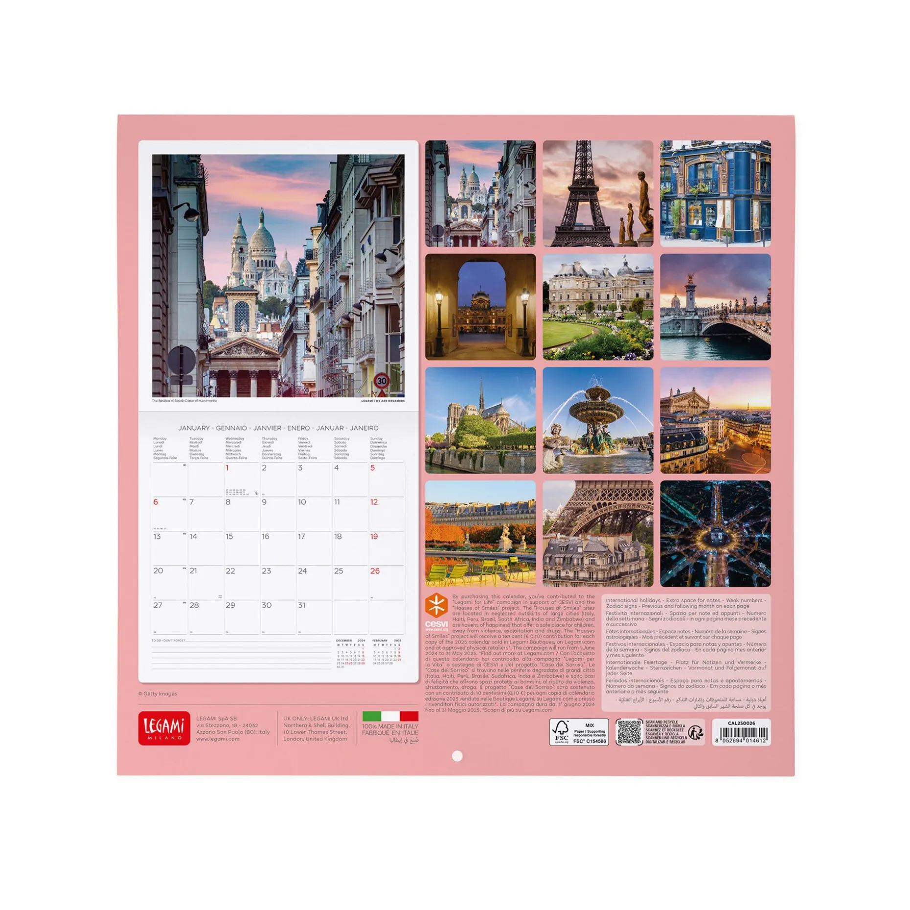 Calendrier Mural 2025 - 30 x 29 cm