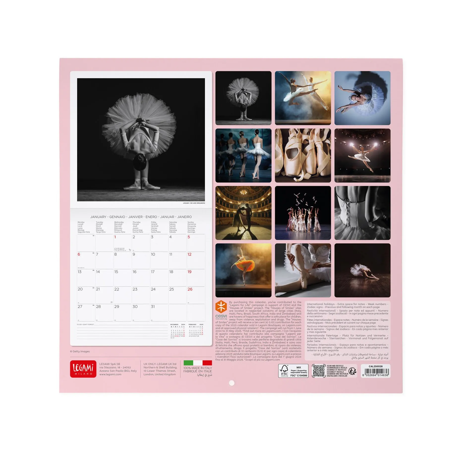 Calendrier Mural 2025 - 30 x 29 cm