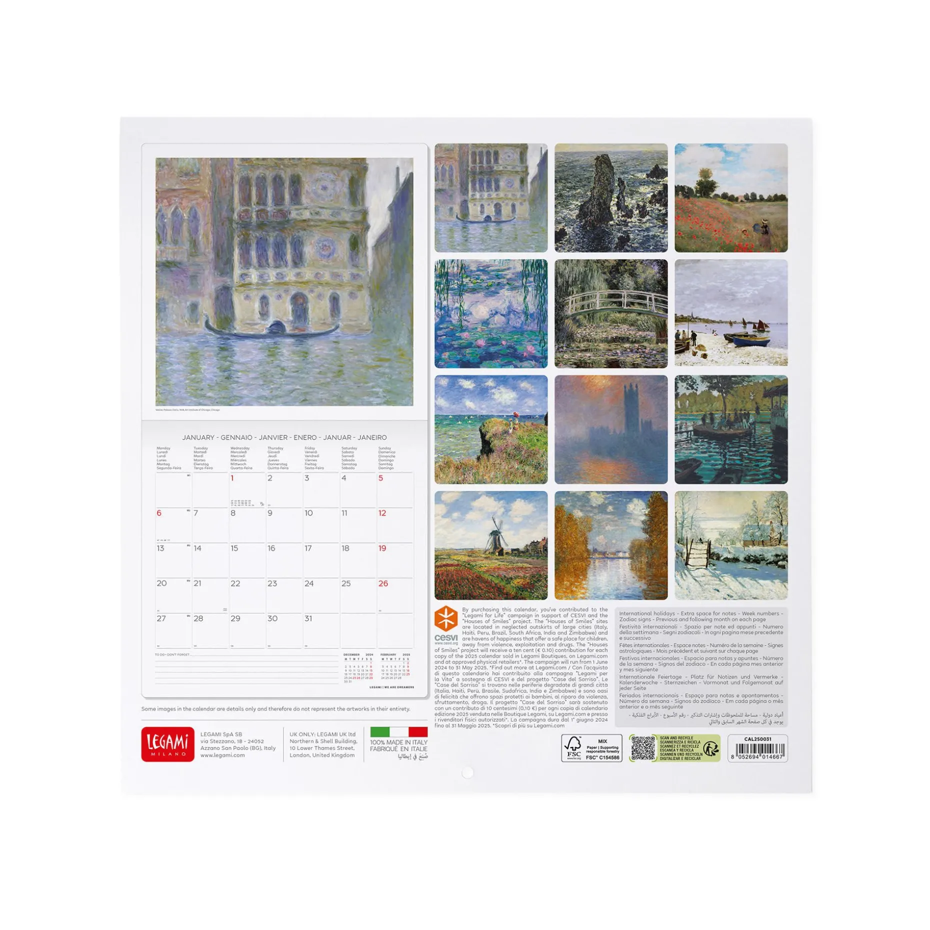 Calendrier Mural 2025 - 30 x 29 cm