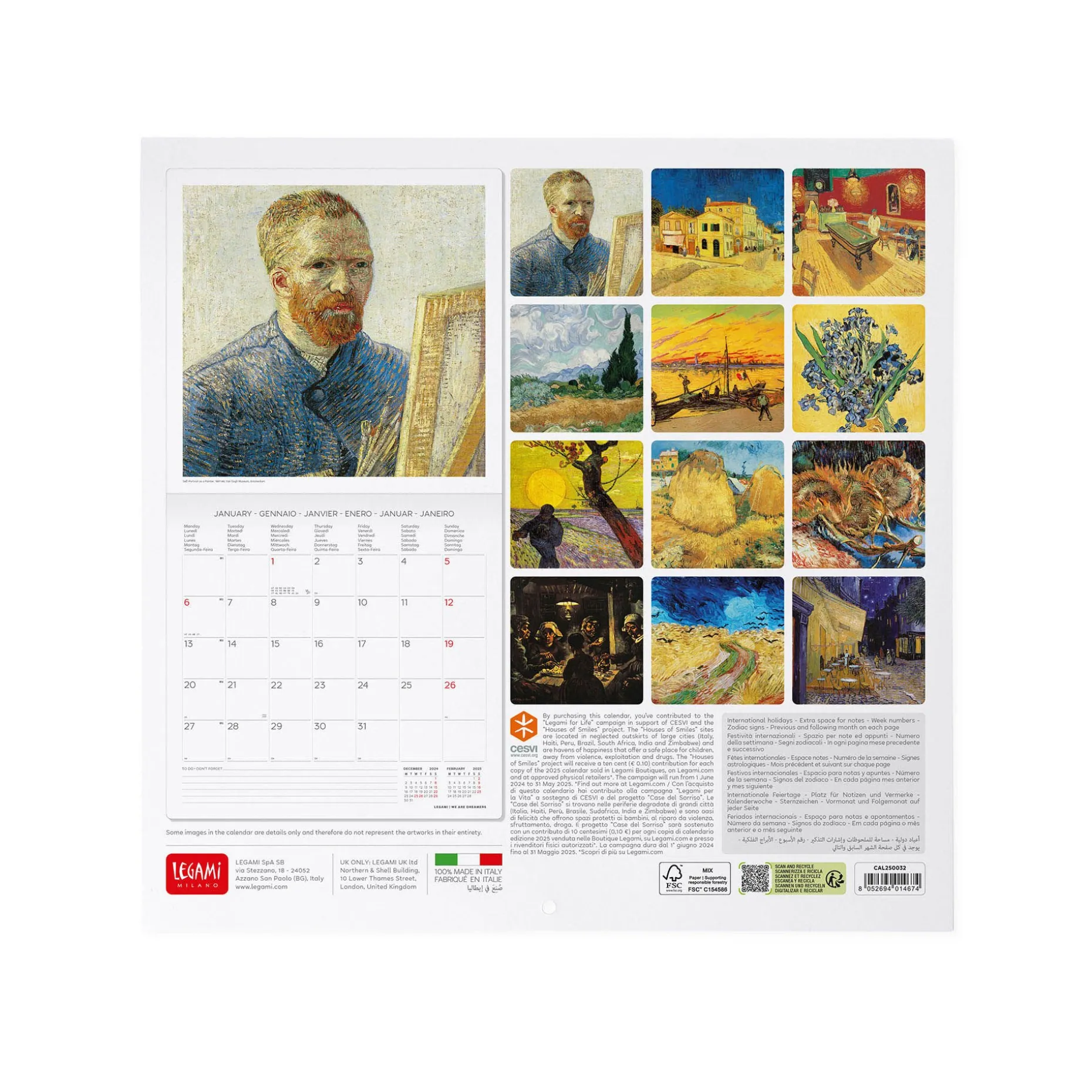 Calendrier Mural 2025 - 30 x 29 cm
