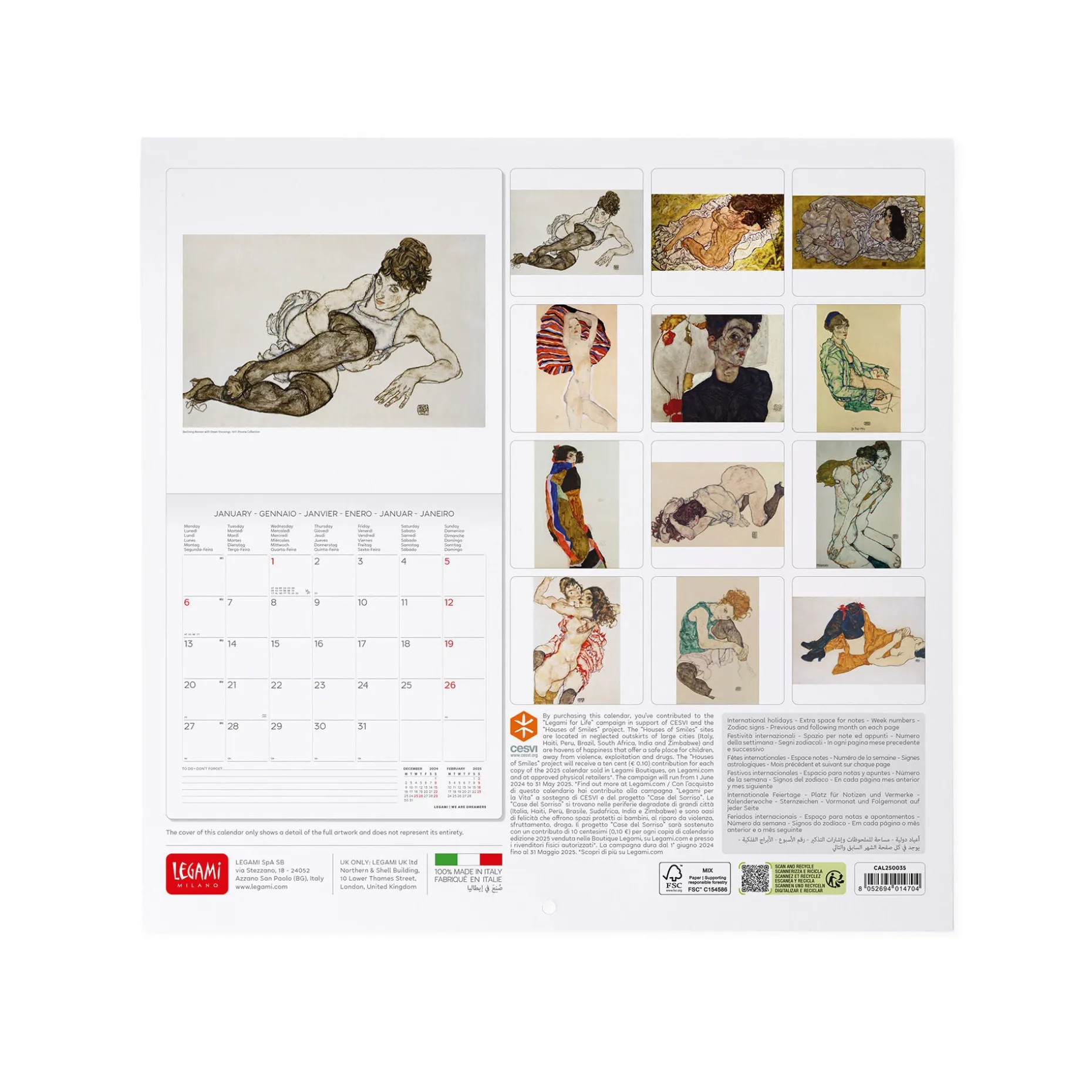 Calendrier Mural 2025 - 30 x 29 cm