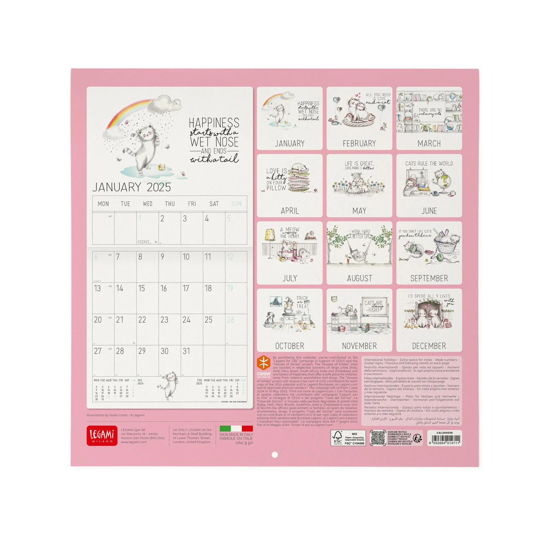 Calendrier Mural 2025 - 30 x 29 cm