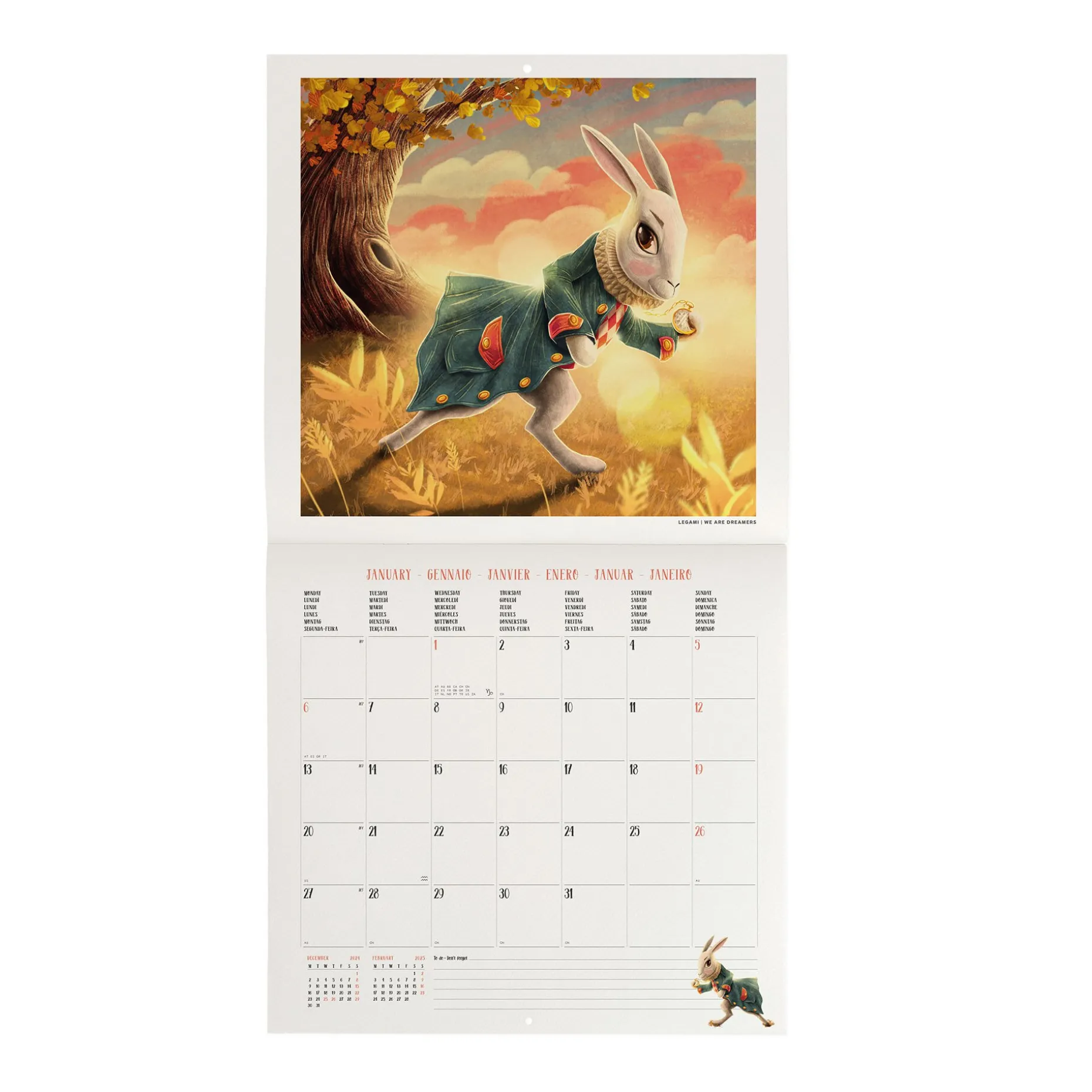 Calendrier Mural 2025 - 30 x 29 cm