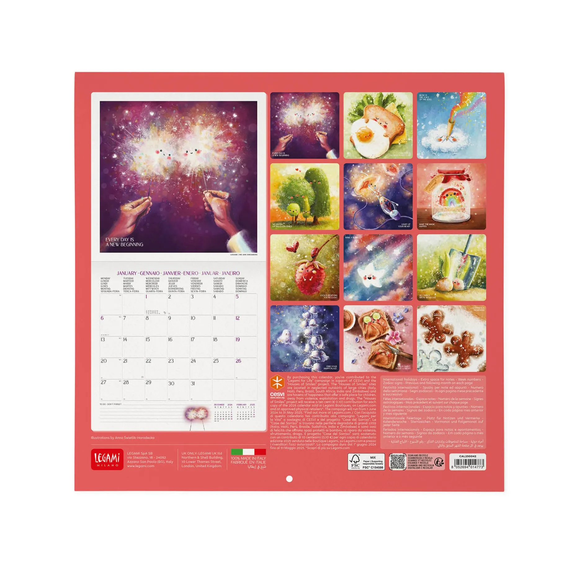 Calendrier Mural 2025 - 30 x 29 cm