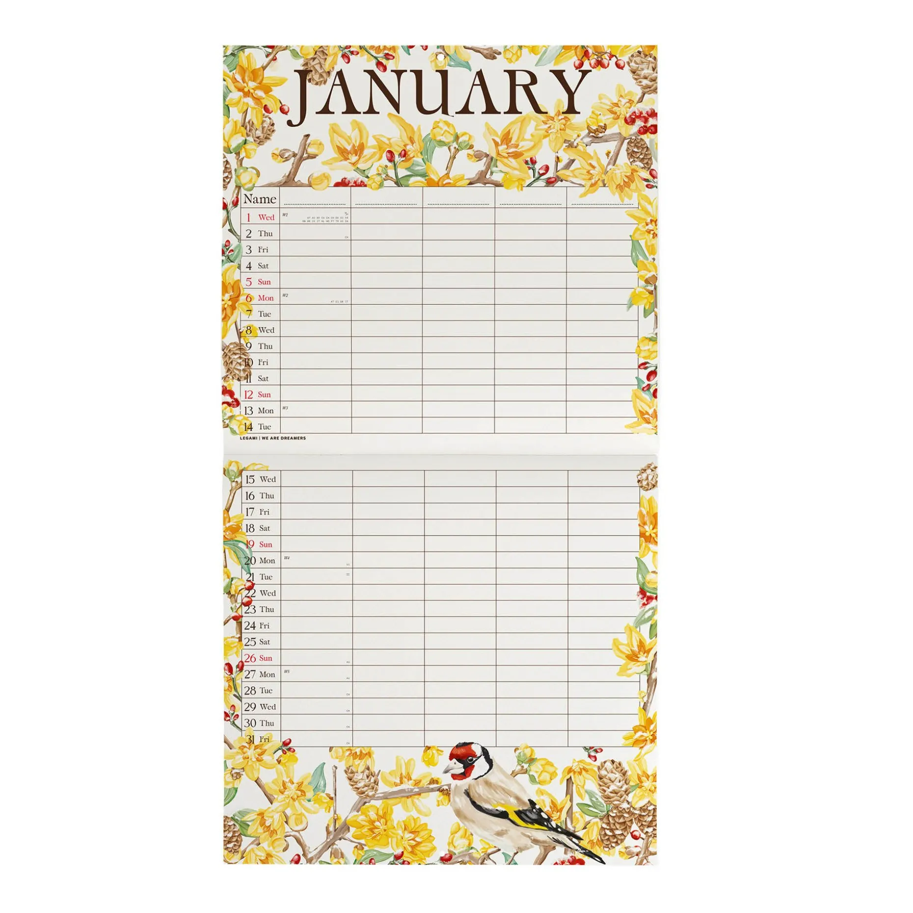 Calendrier Mural 2025 - 30 x 29 cm