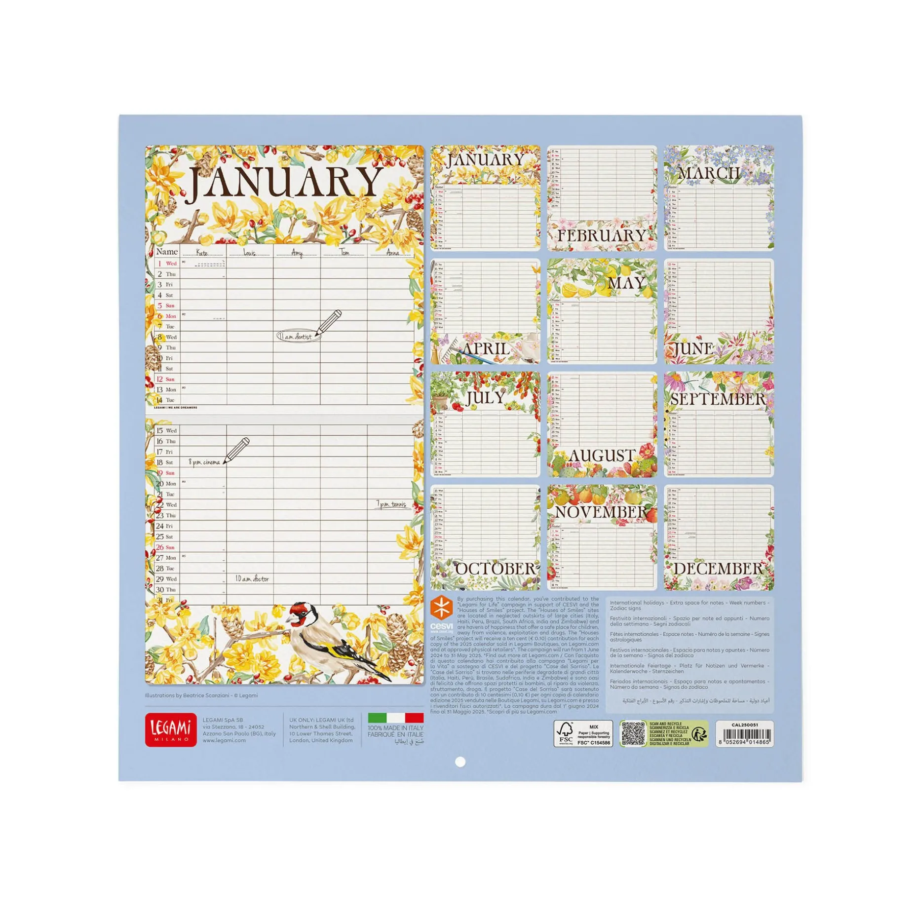 Calendrier Mural 2025 - 30 x 29 cm