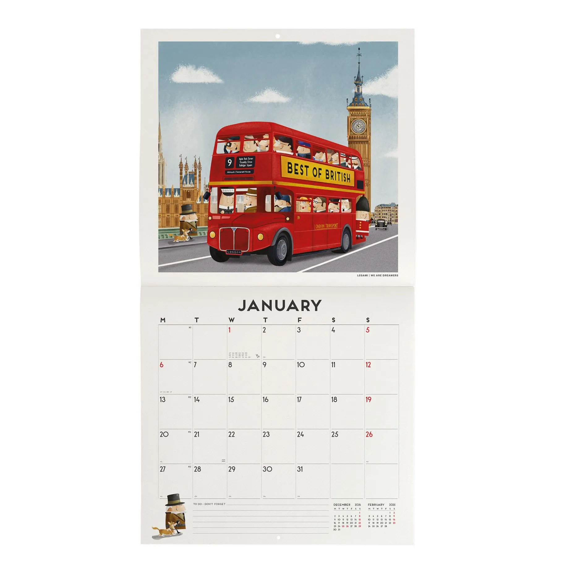 Calendrier Mural 2025 - 30 x 29 cm
