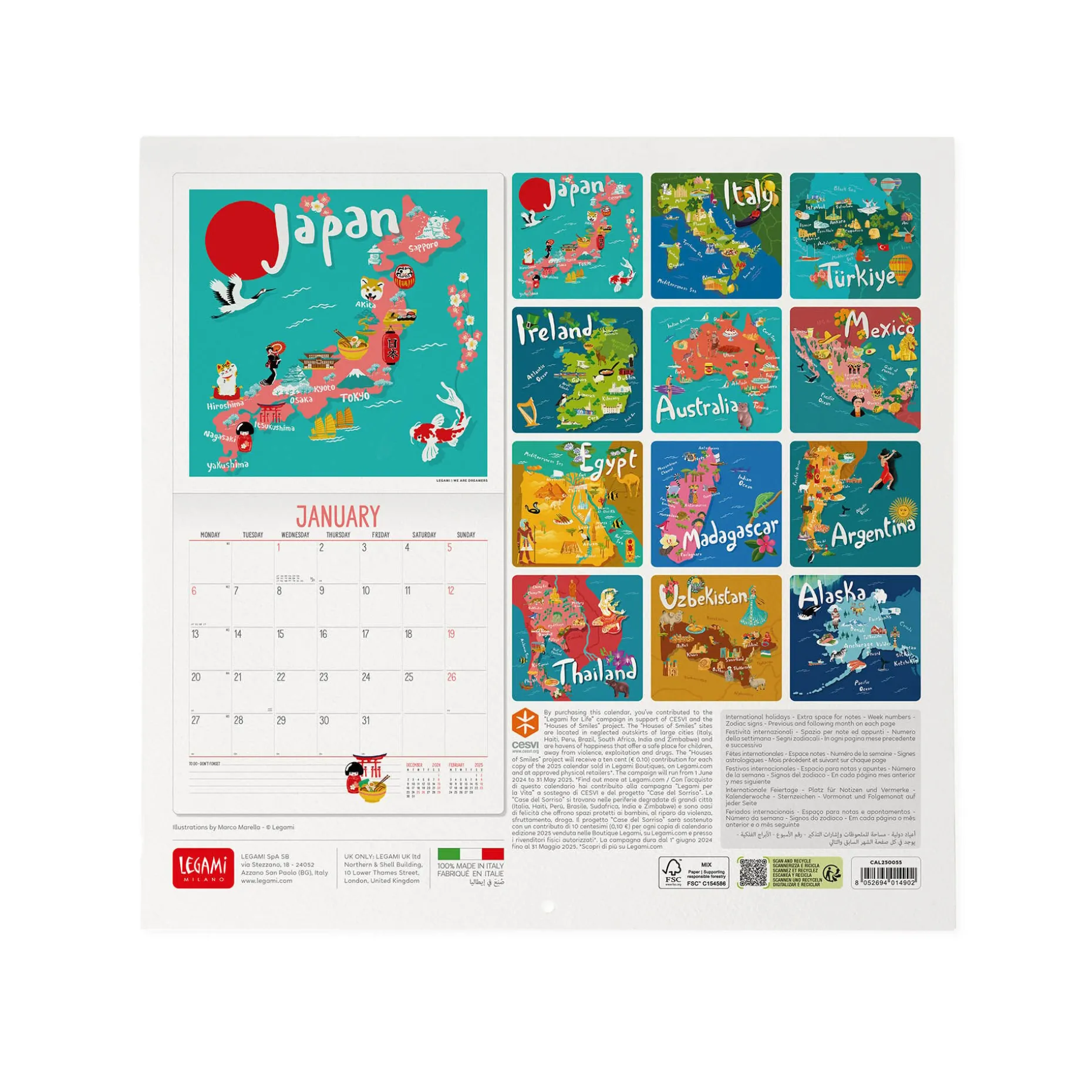 Calendrier Mural 2025 - 30 x 29 cm