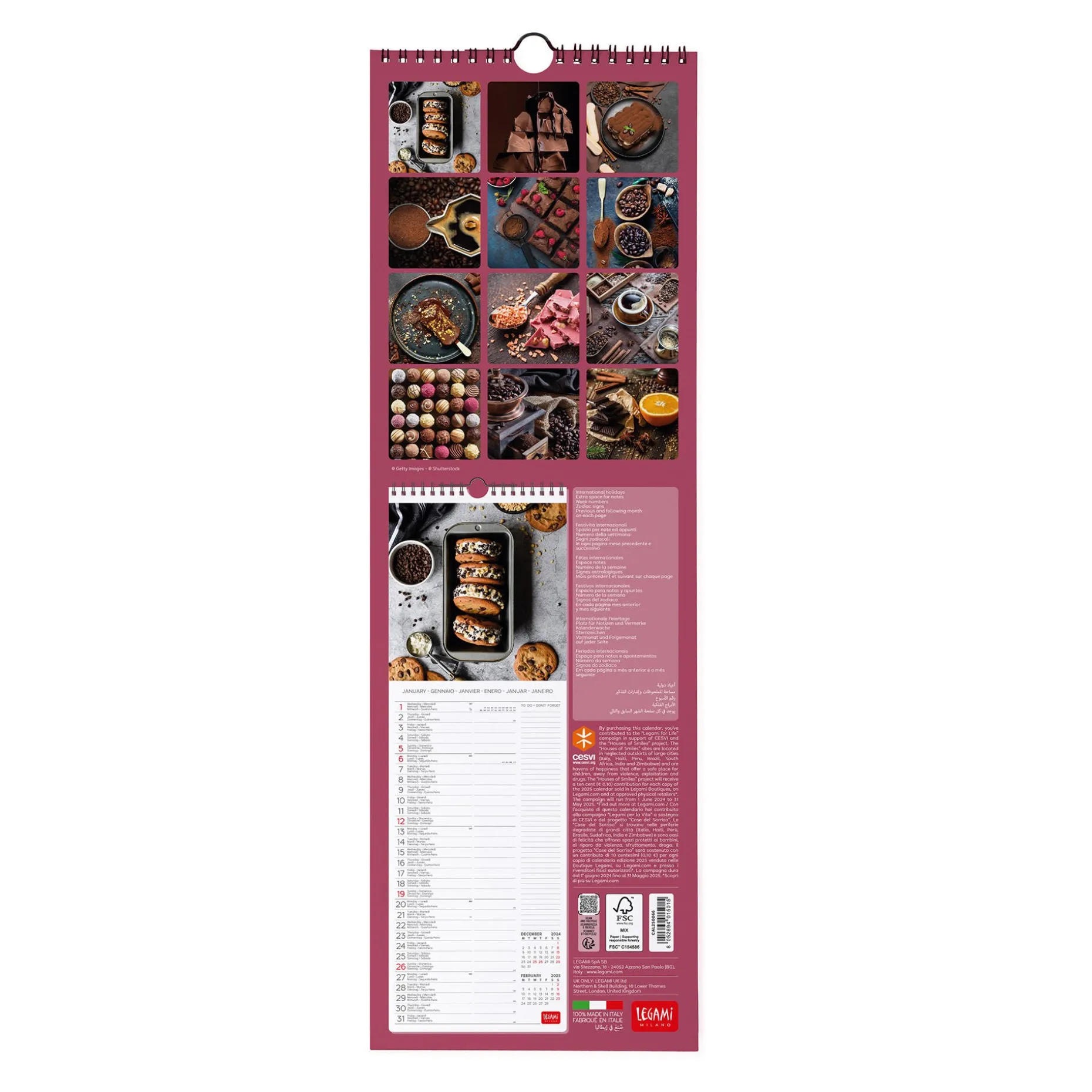 Calendrier Mural 2025 - 16 x 49 cm