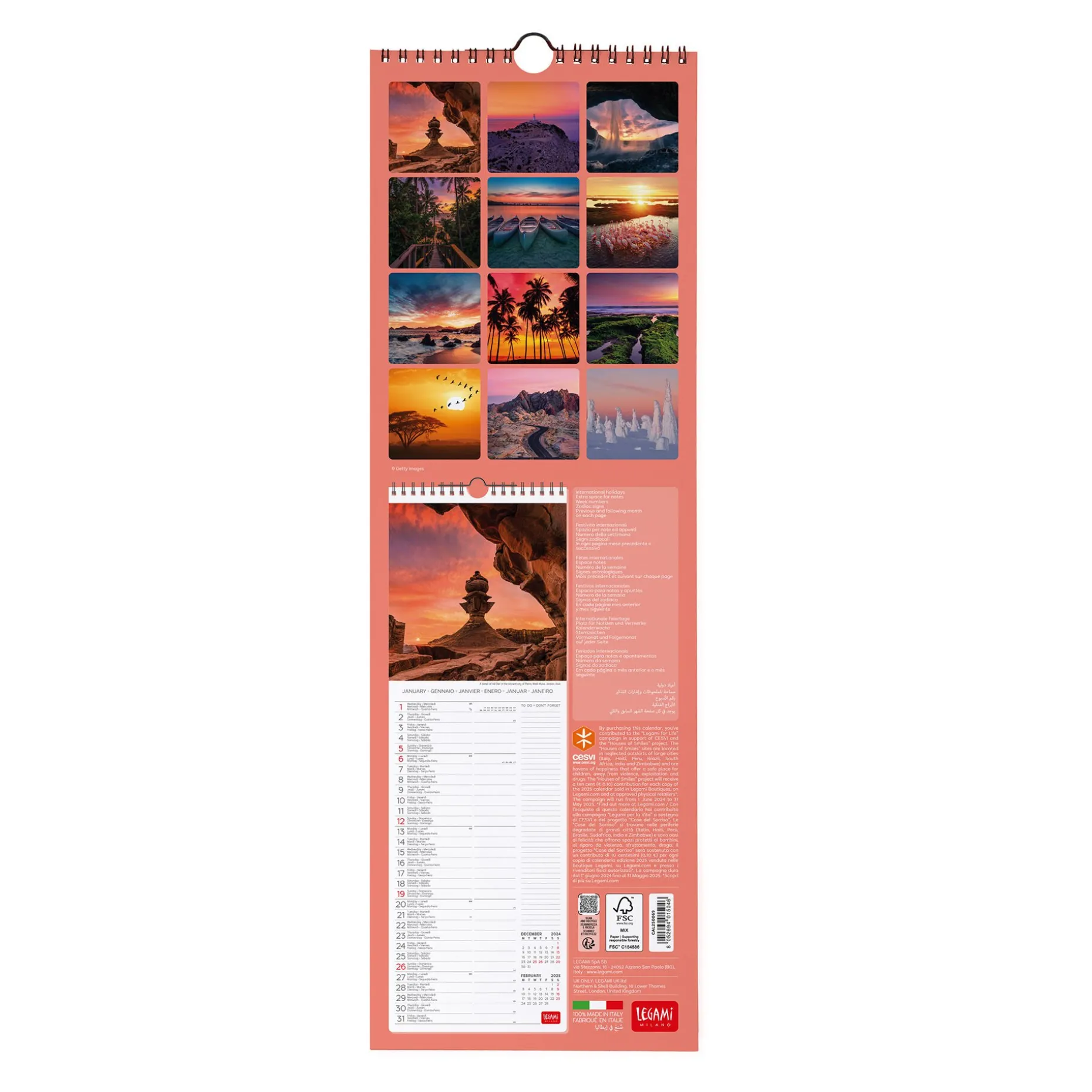 Calendrier Mural 2025 - 16 x 49 cm