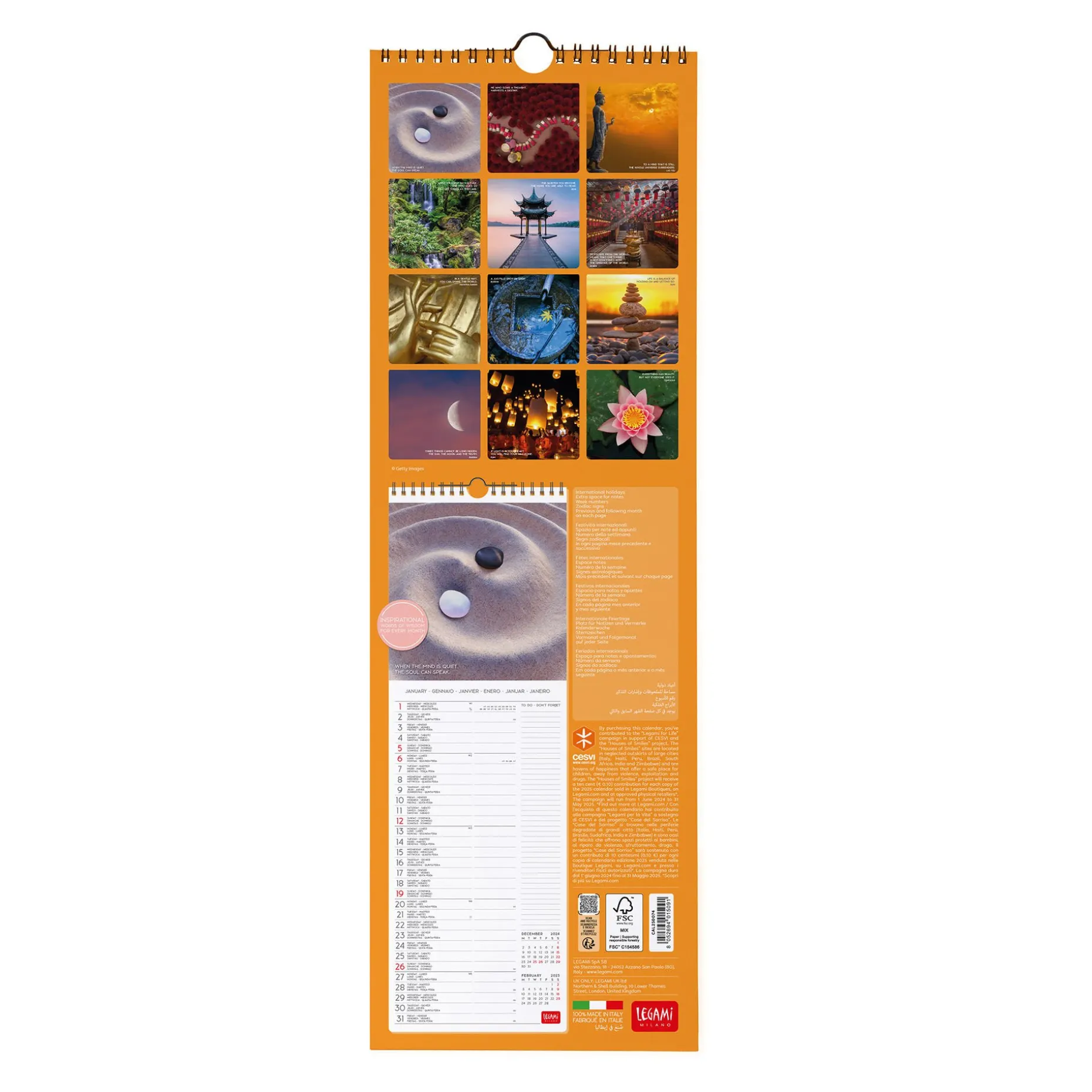 Calendrier Mural 2025 - 16 x 49 cm