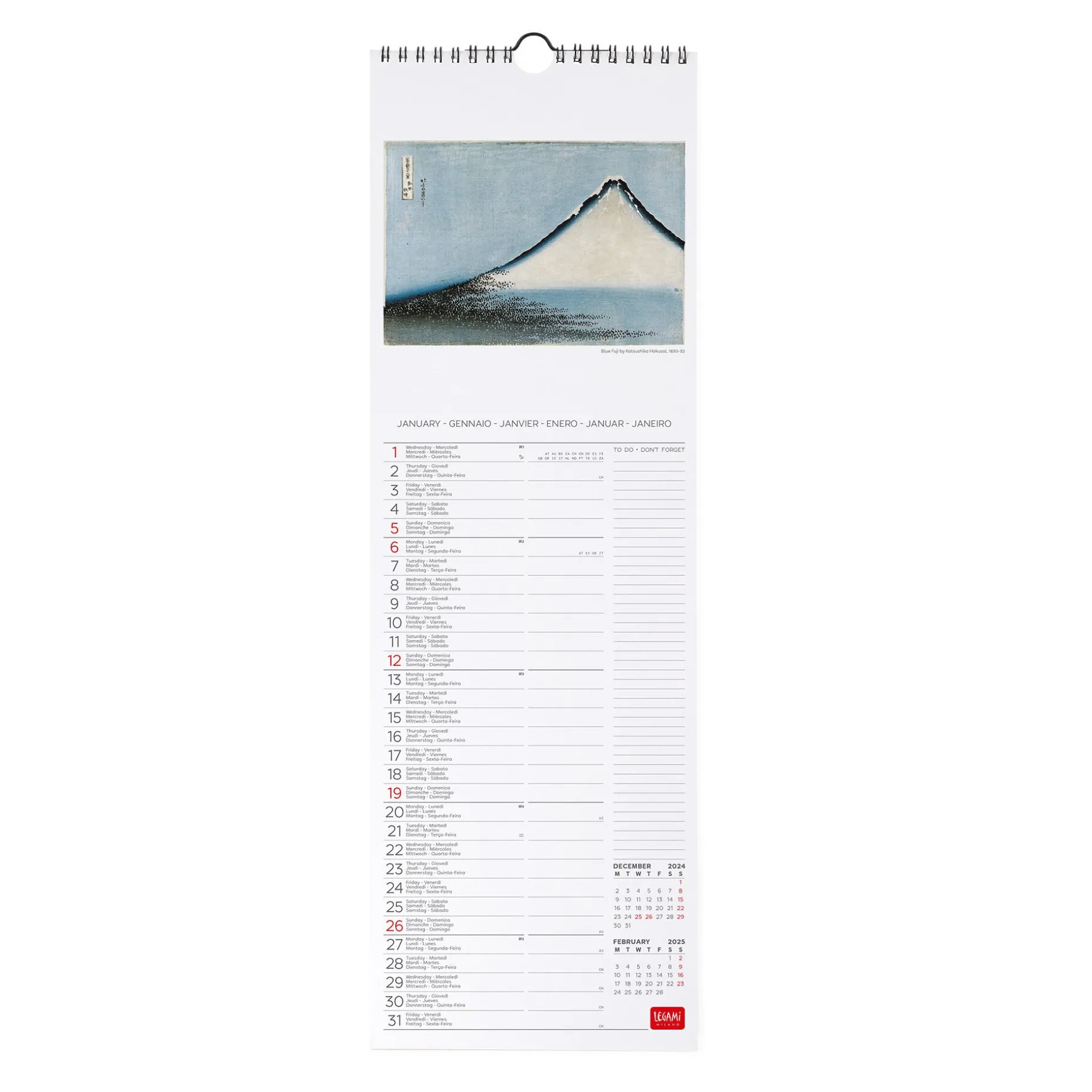 Calendrier Mural 2025 - 16 x 49 cm