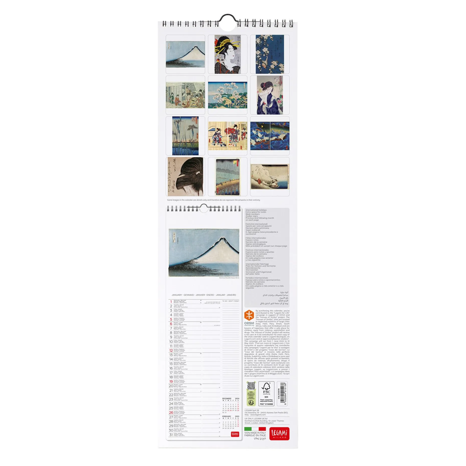 Calendrier Mural 2025 - 16 x 49 cm