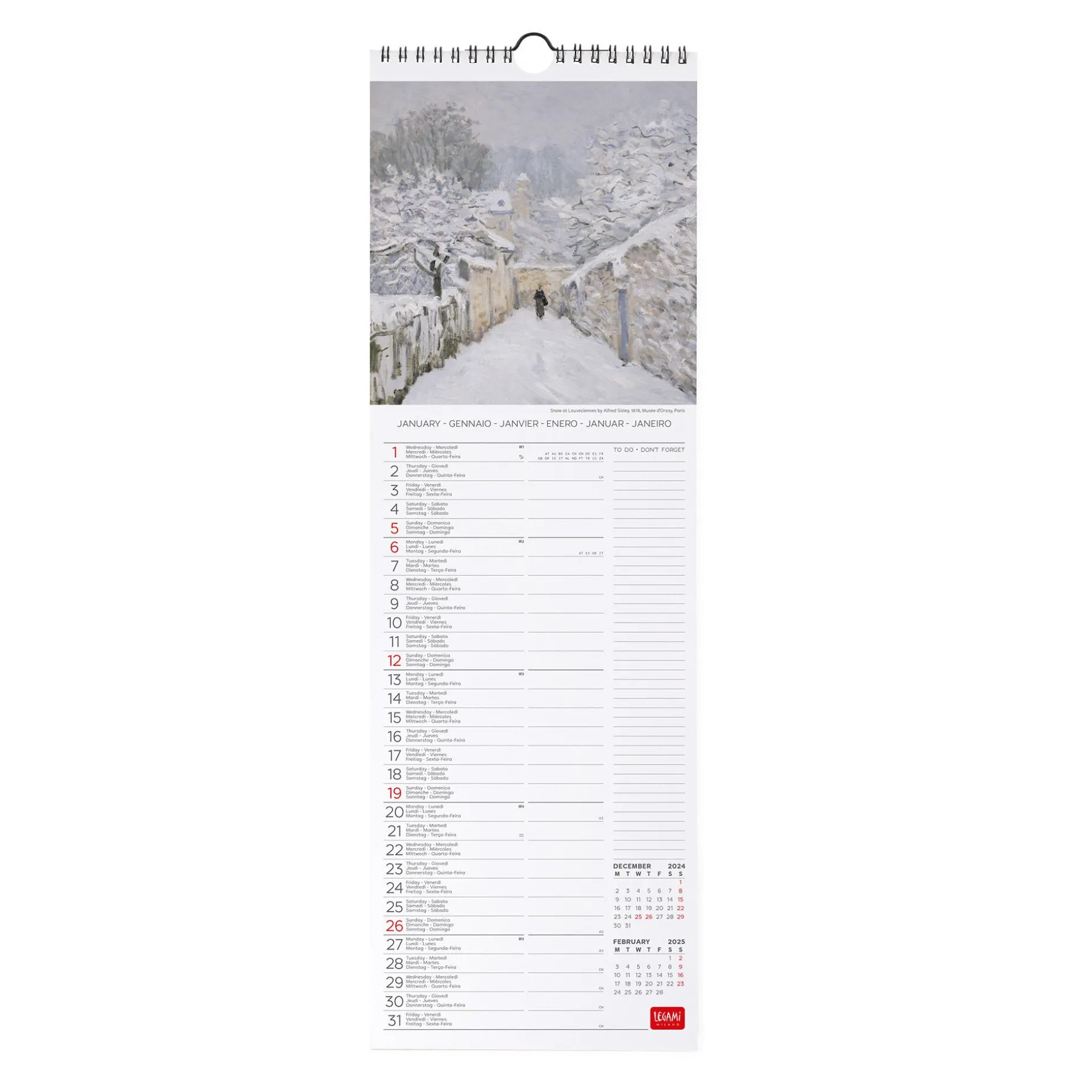 Calendrier Mural 2025 - 16 x 49 cm