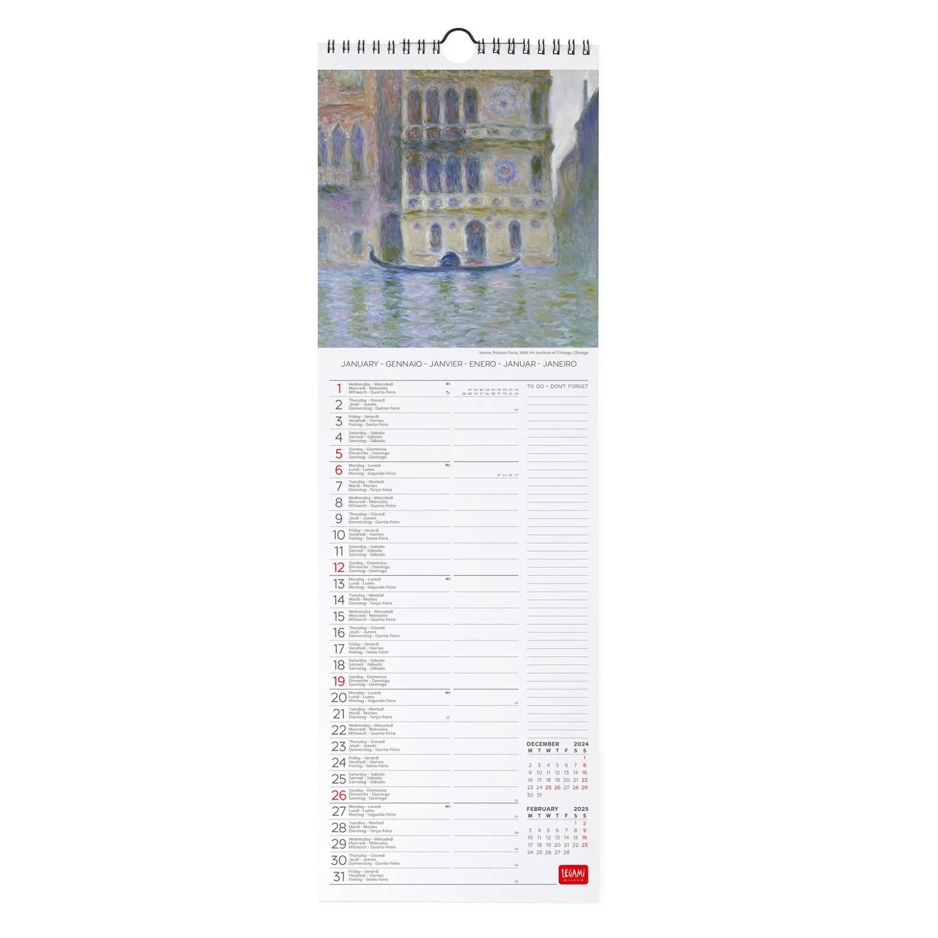Calendrier Mural 2025 - 16 x 49 cm