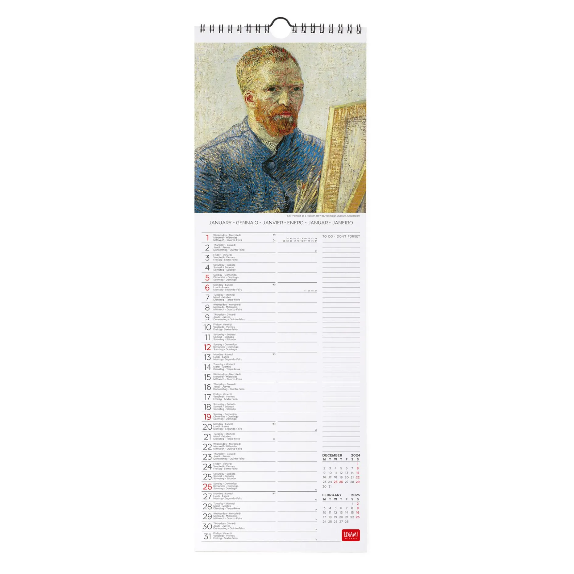 Calendrier Mural 2025 - 16 x 49 cm