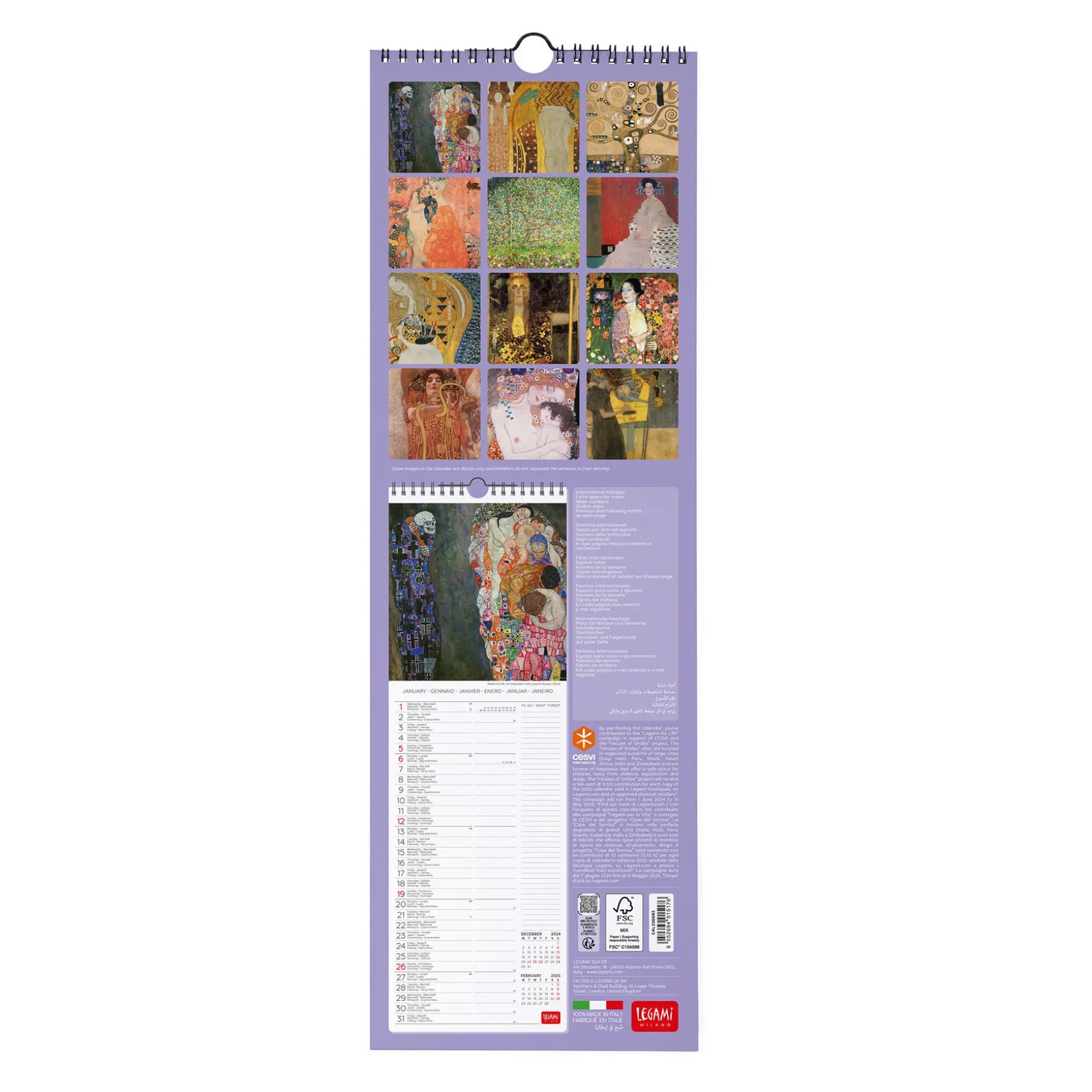 Calendrier Mural 2025 - 16 x 49 cm