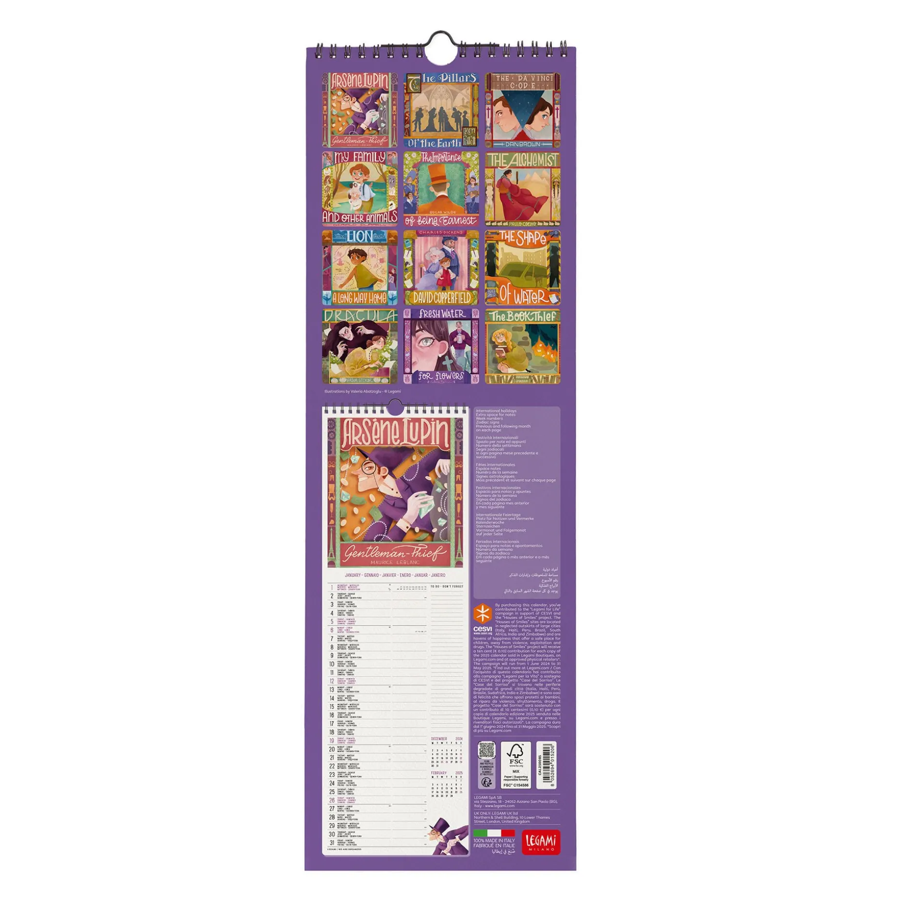 Calendrier Mural 2025 - 16 x 49 cm
