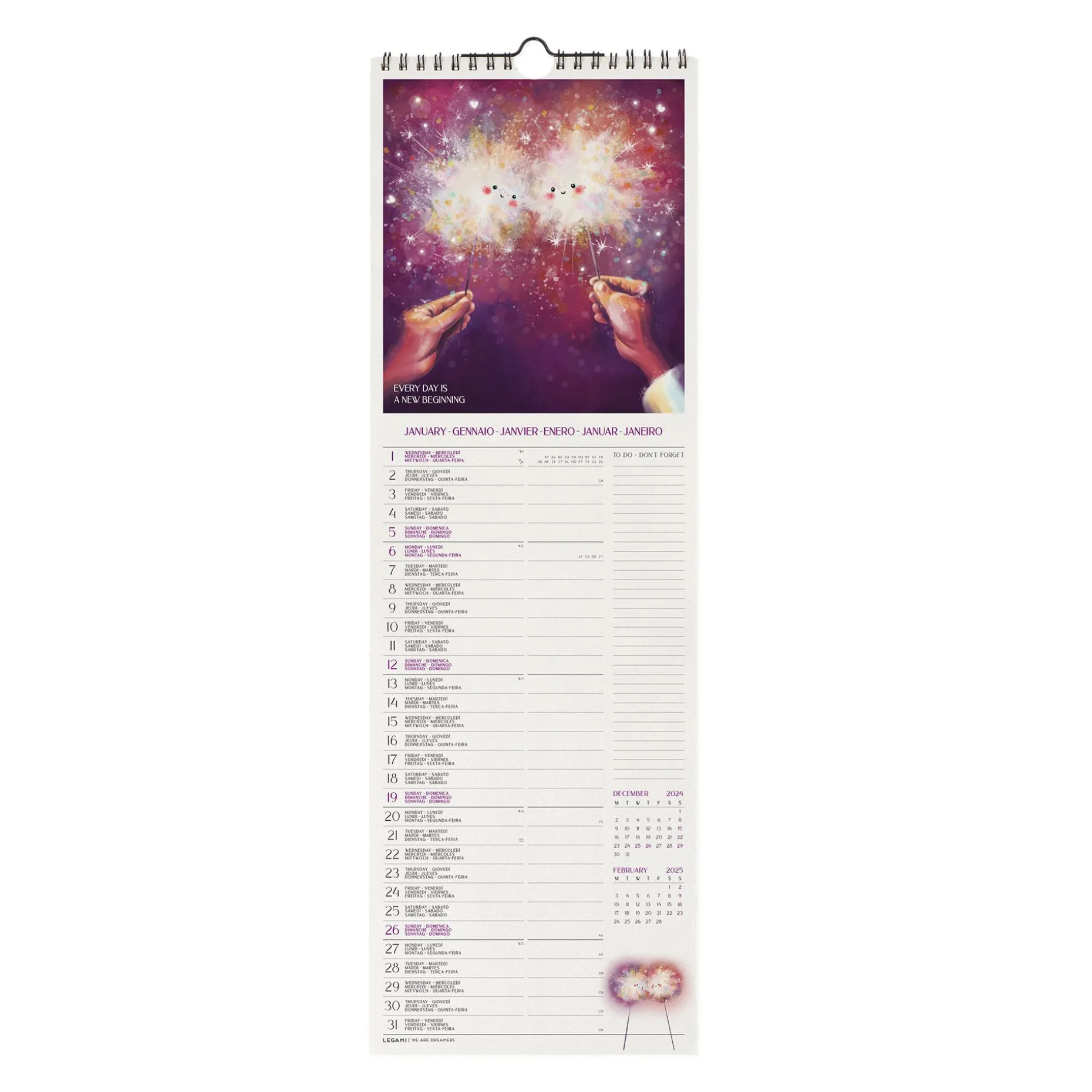 Calendrier Mural 2025 - 16 x 49 cm