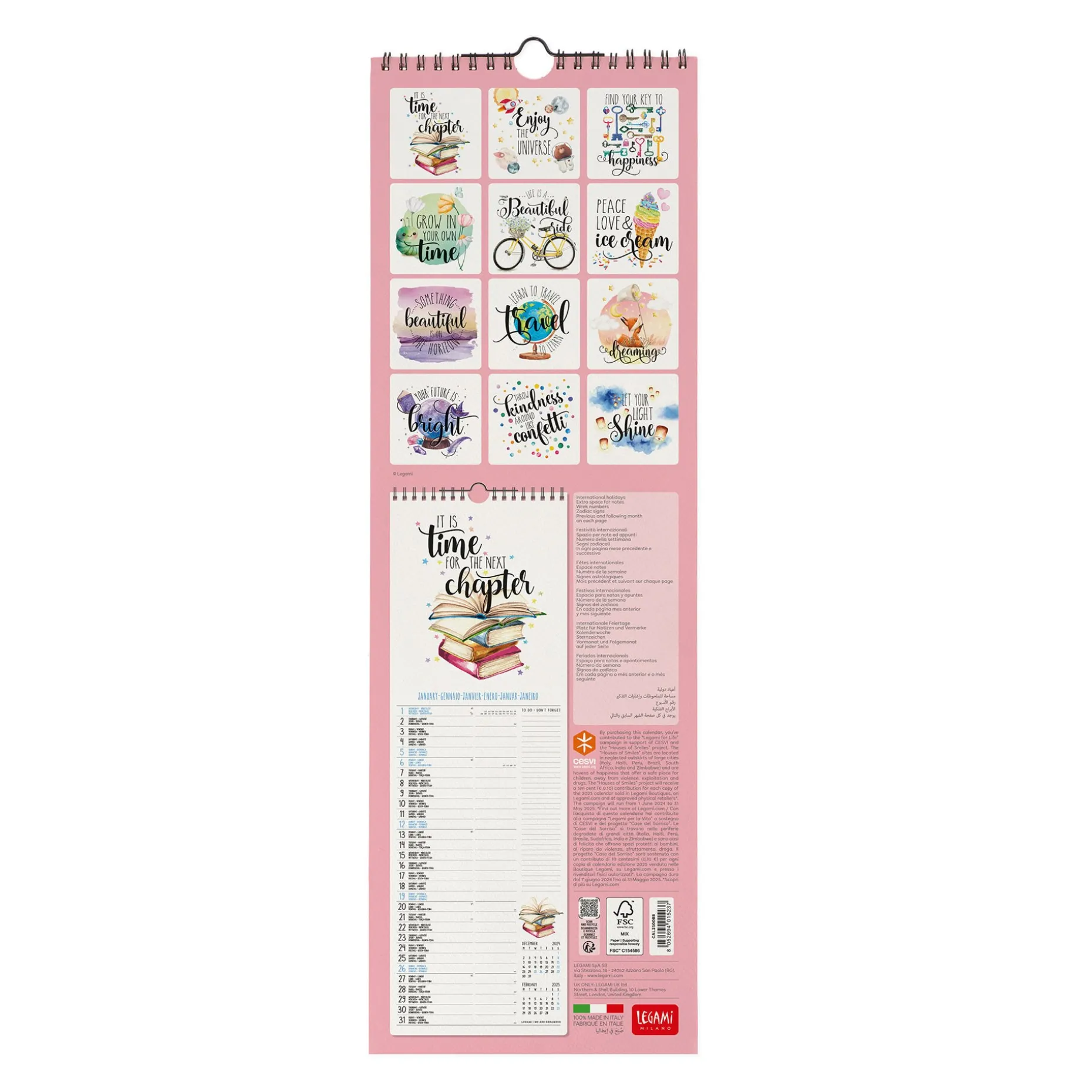 Calendrier Mural 2025 - 16 x 49 cm