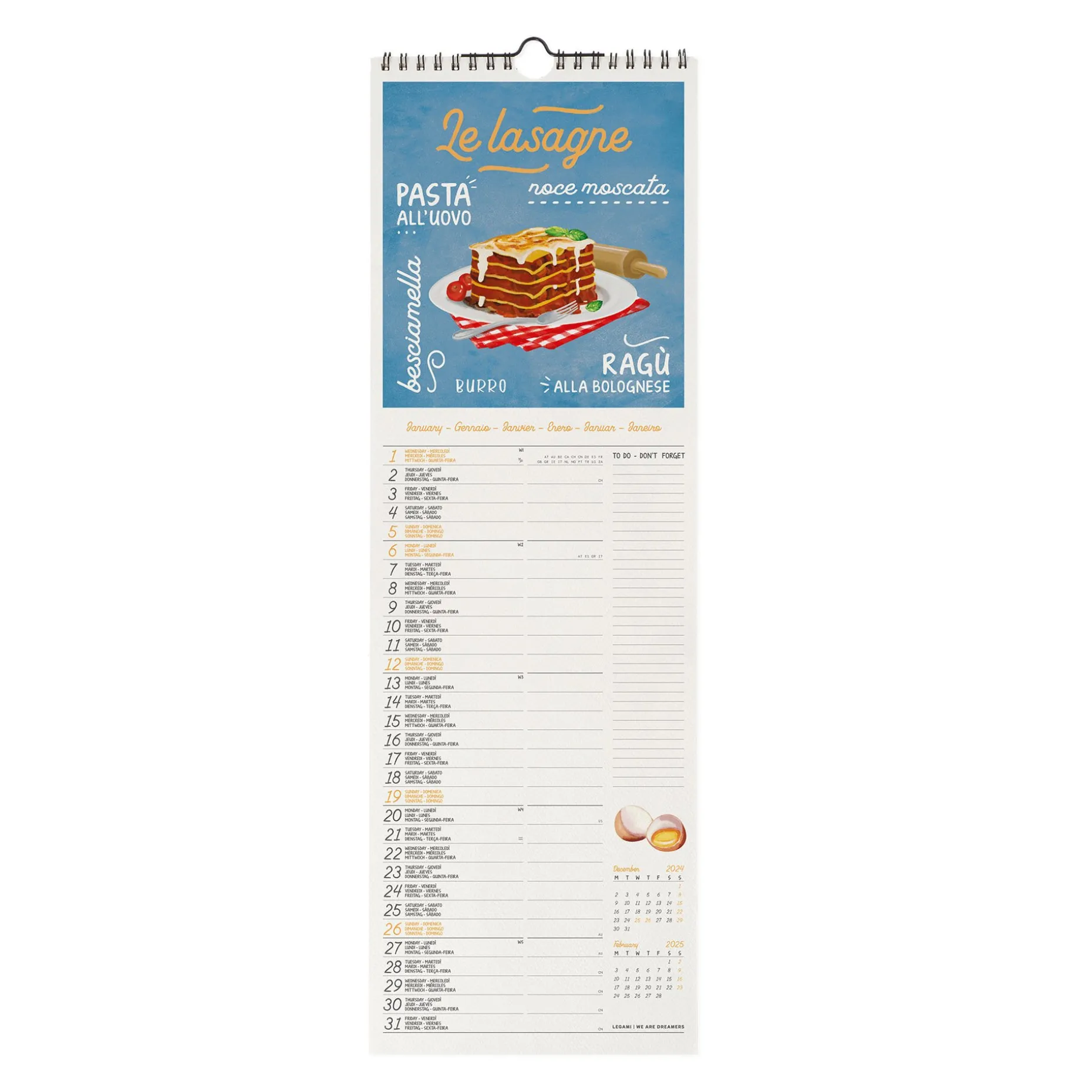 Calendrier Mural 2025 - 16 x 49 cm