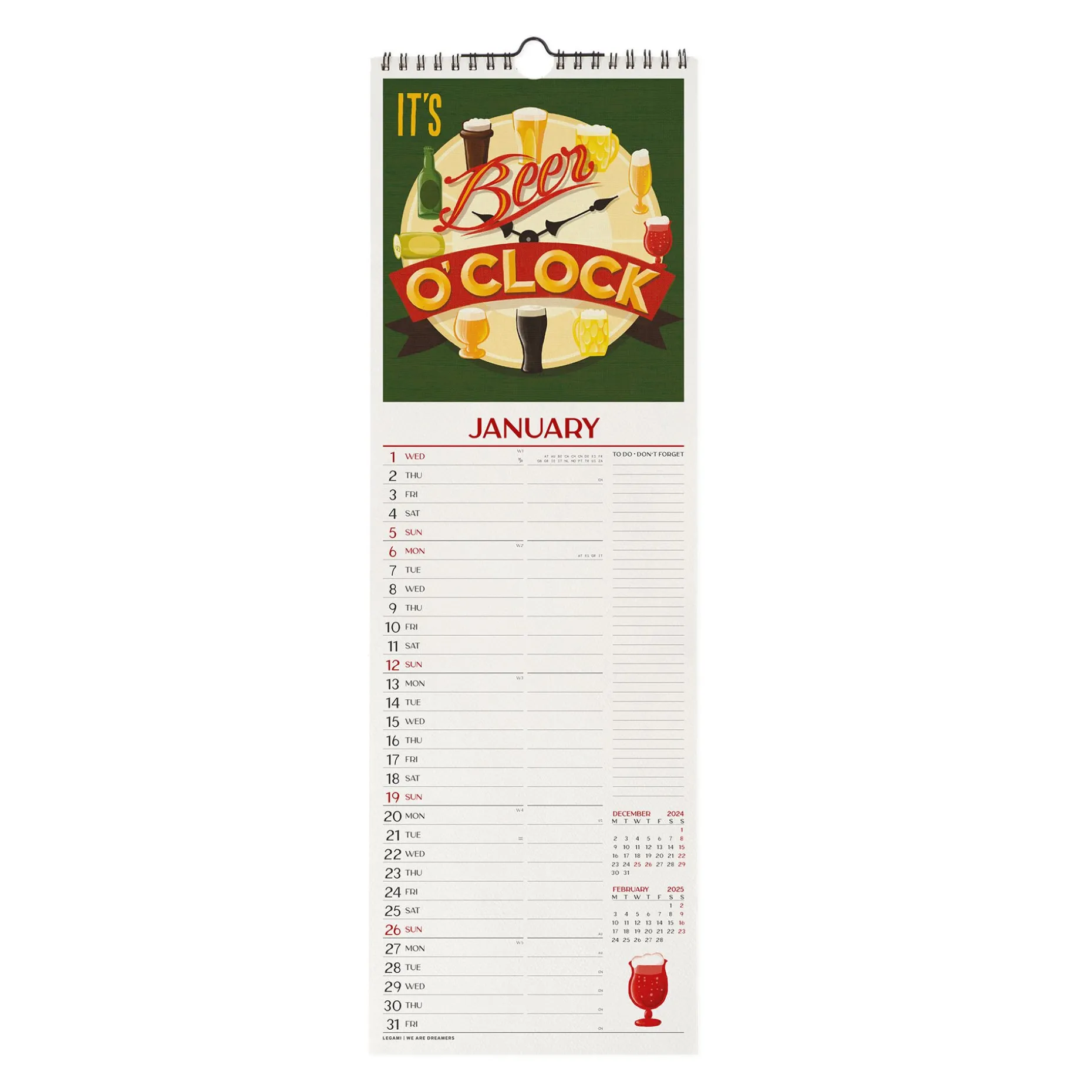 Calendrier Mural 2025 - 16 x 49 cm