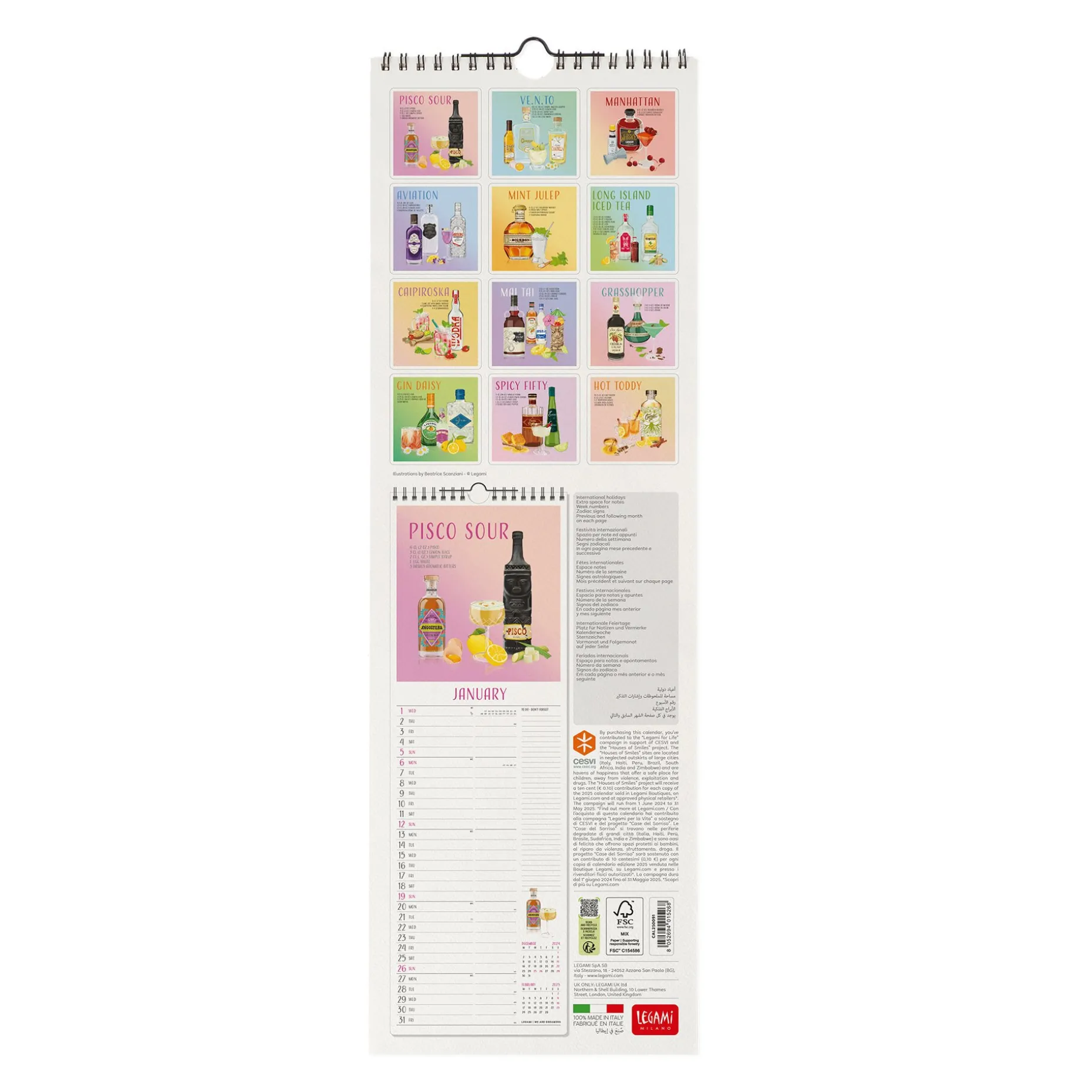 Calendrier Mural 2025 - 16 x 49 cm