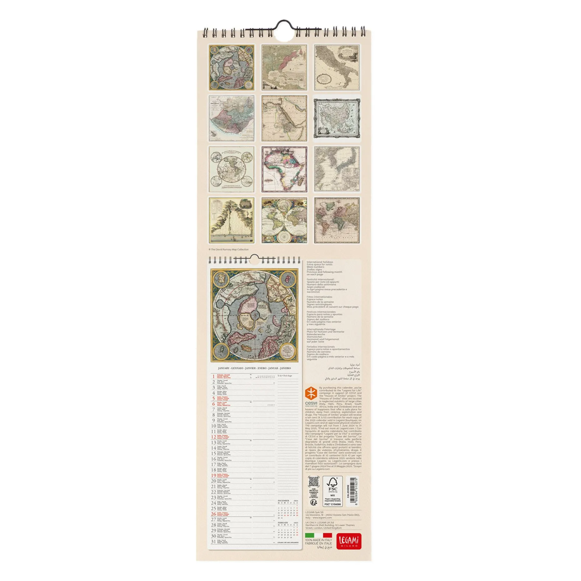 Calendrier Mural 2025 - 16 x 49 cm