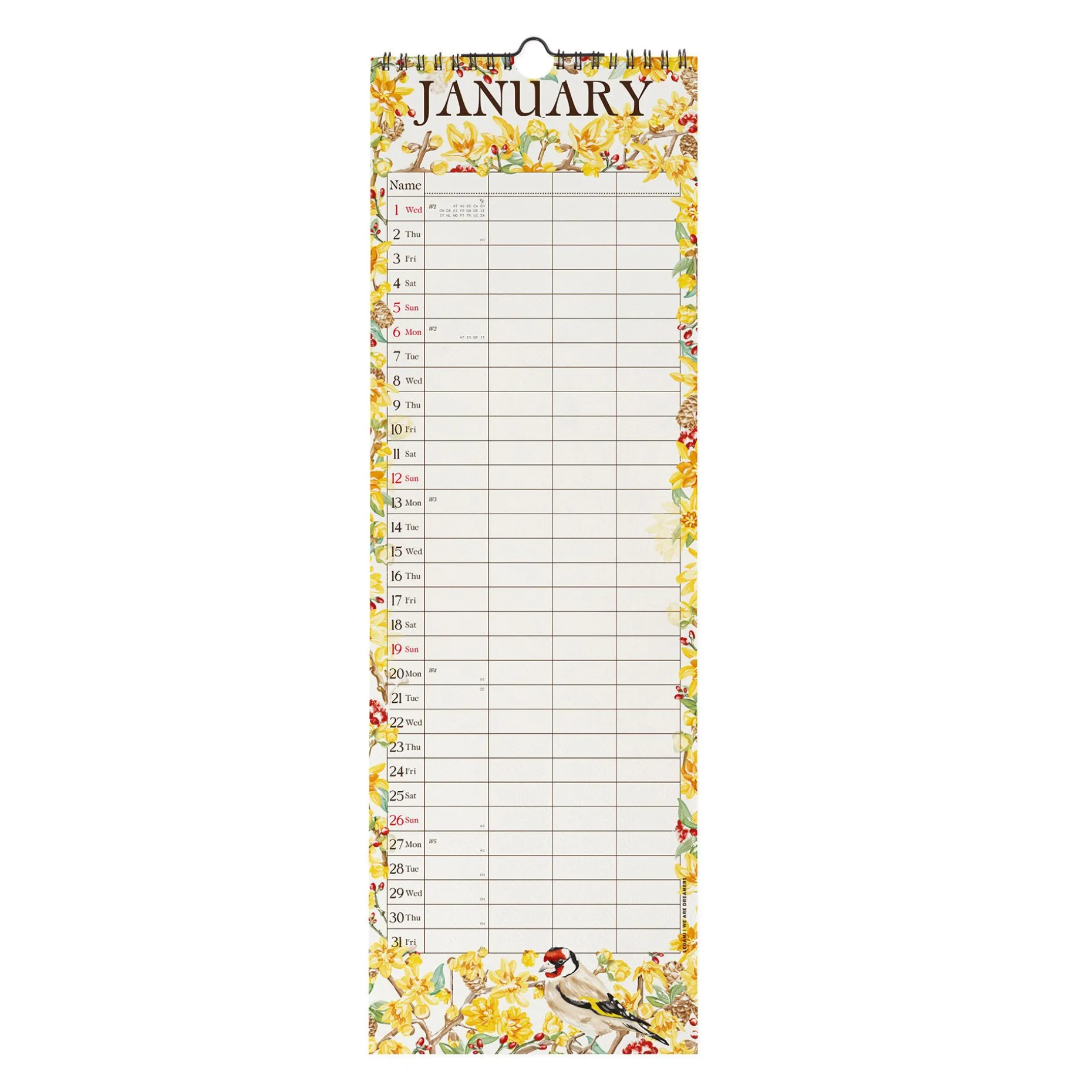Calendrier Mural 2025 - 16 x 49 cm