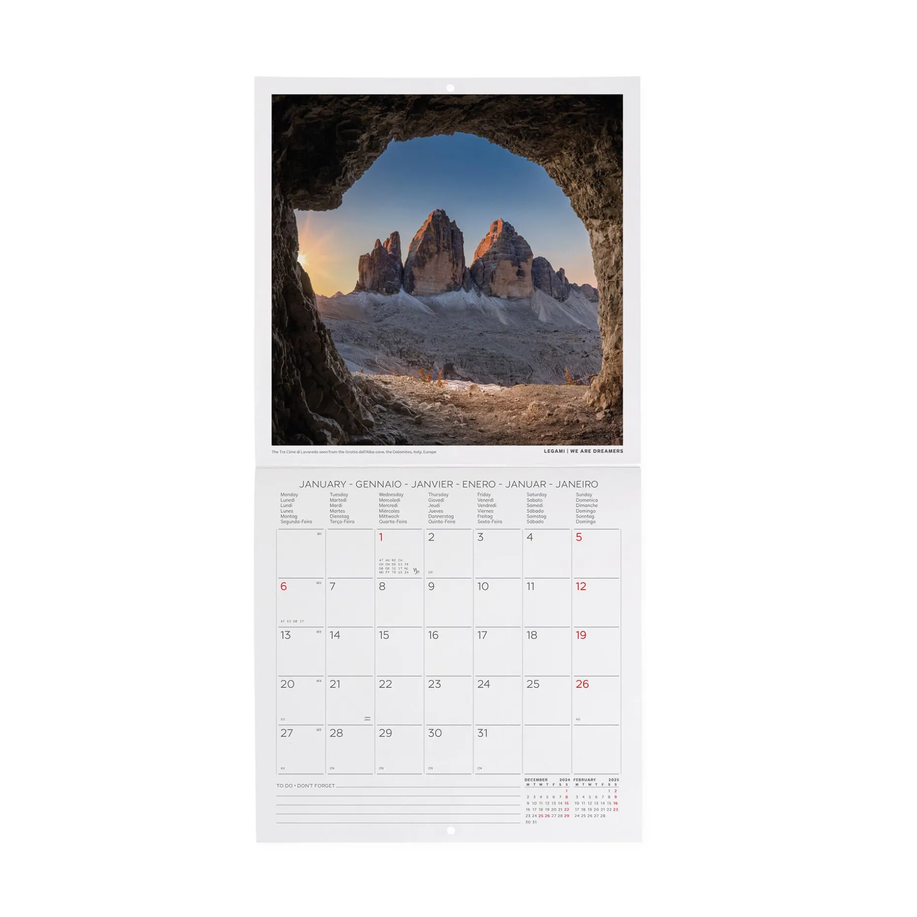 Calendrier Mural 2025 - 18 x 18 cm