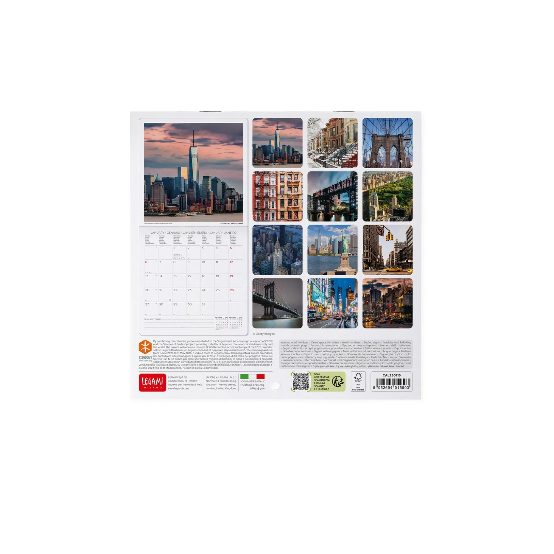 Calendrier Mural 2025 - 18 x 18 cm