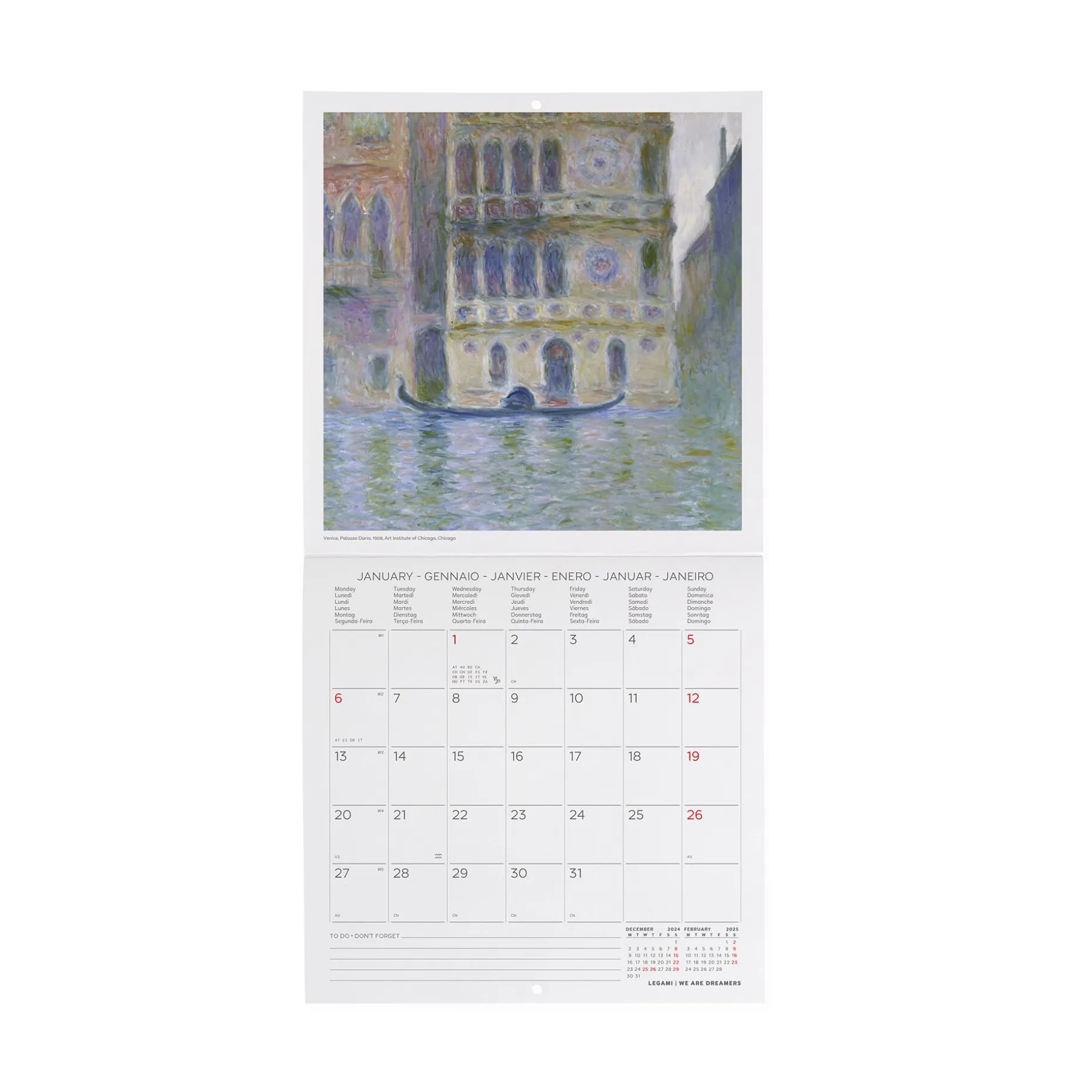 Calendrier Mural 2025 - 18 x 18 cm
