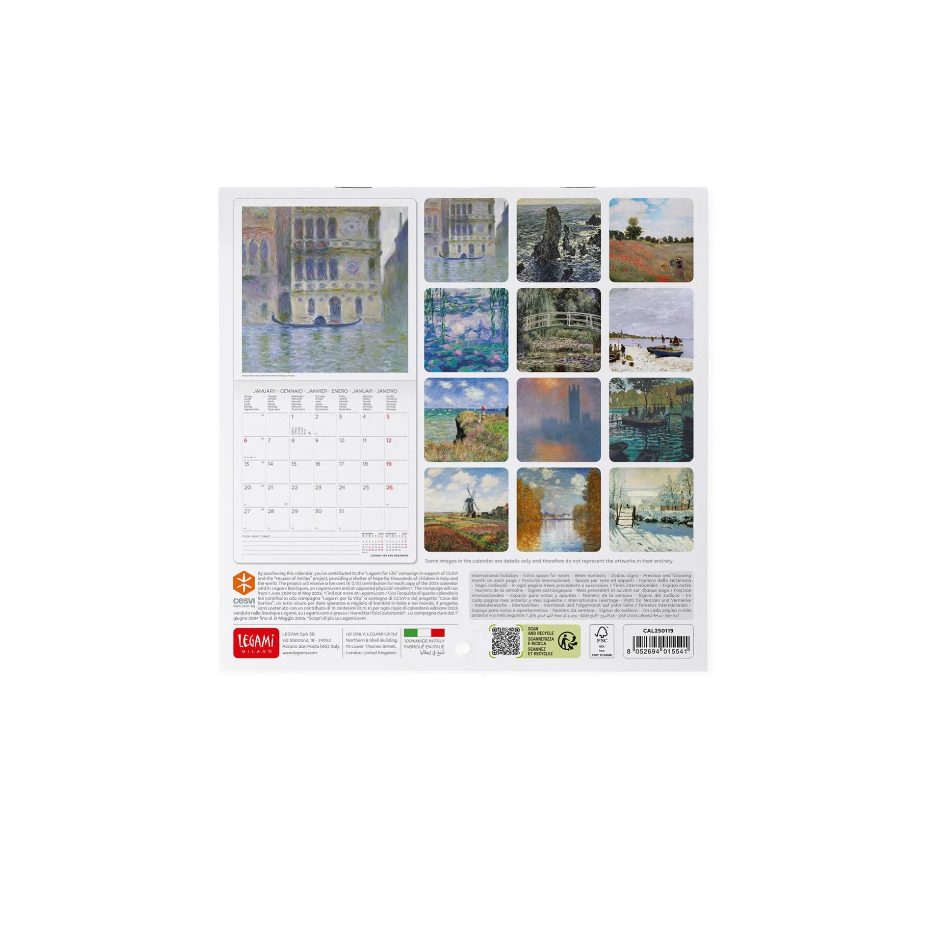 Calendrier Mural 2025 - 18 x 18 cm