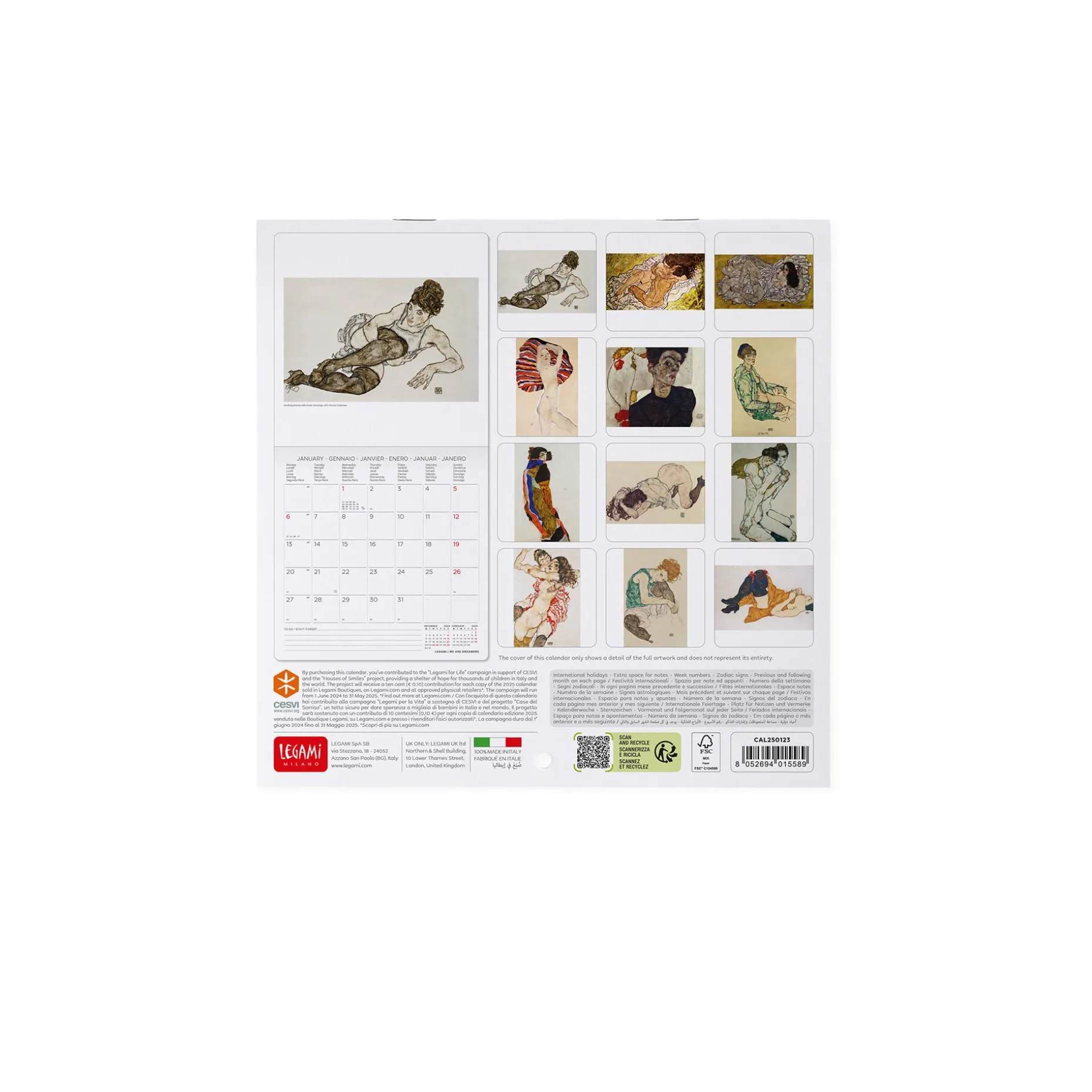 Calendrier Mural 2025 - 18 x 18 cm