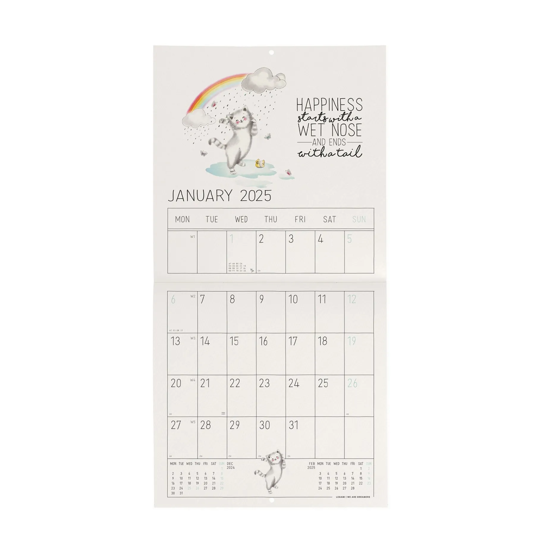 Calendrier Mural 2025 - 18 x 18 cm