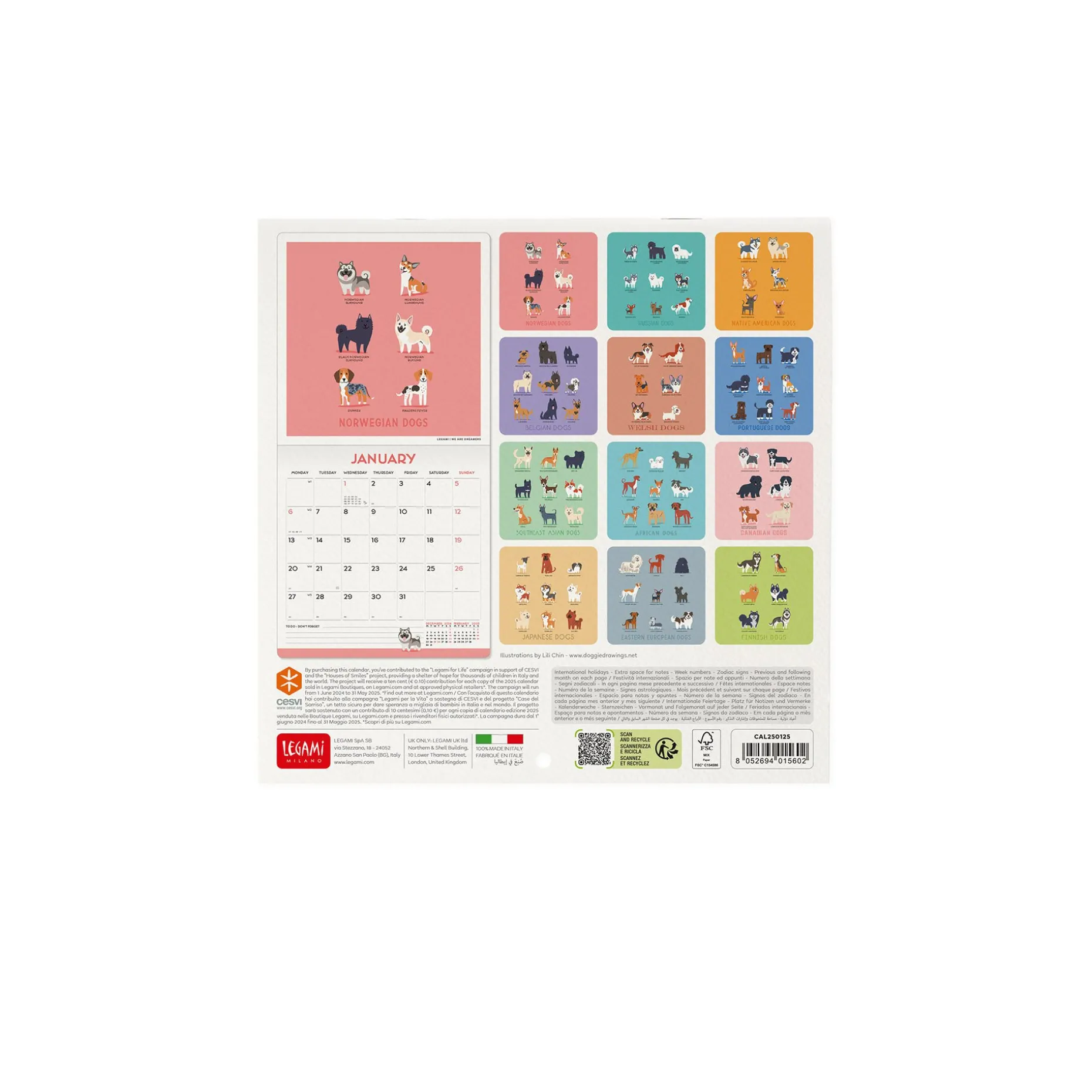 Calendrier Mural 2025 - 18 x 18 cm