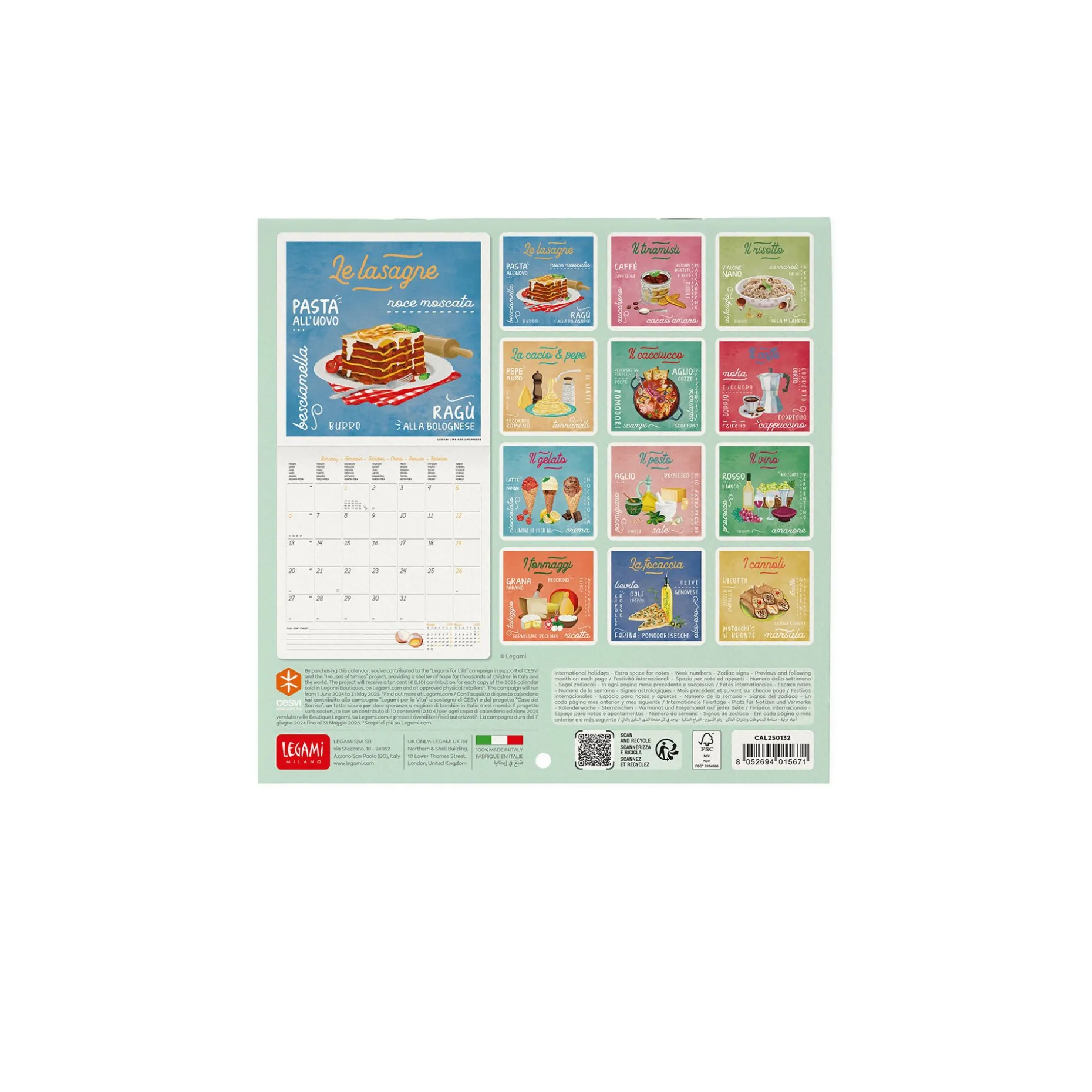 Calendrier Mural 2025 - 18 x 18 cm