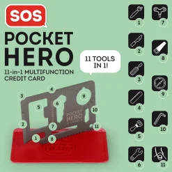 Carte multifonction en acier 11 en 1 - SOS Pocket Hero