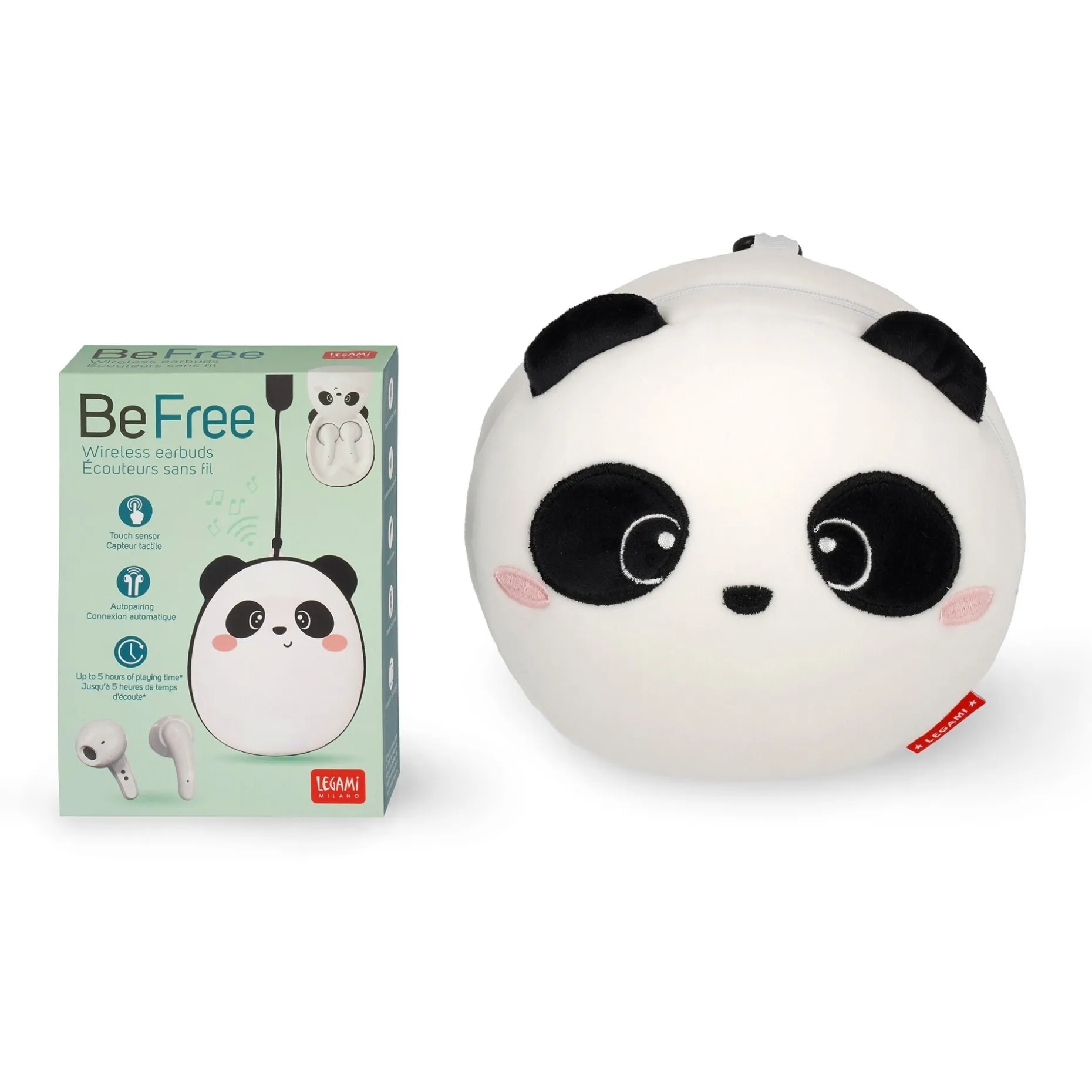Set Coussin de voyage Panda et Écouteurs sans-fil Panda