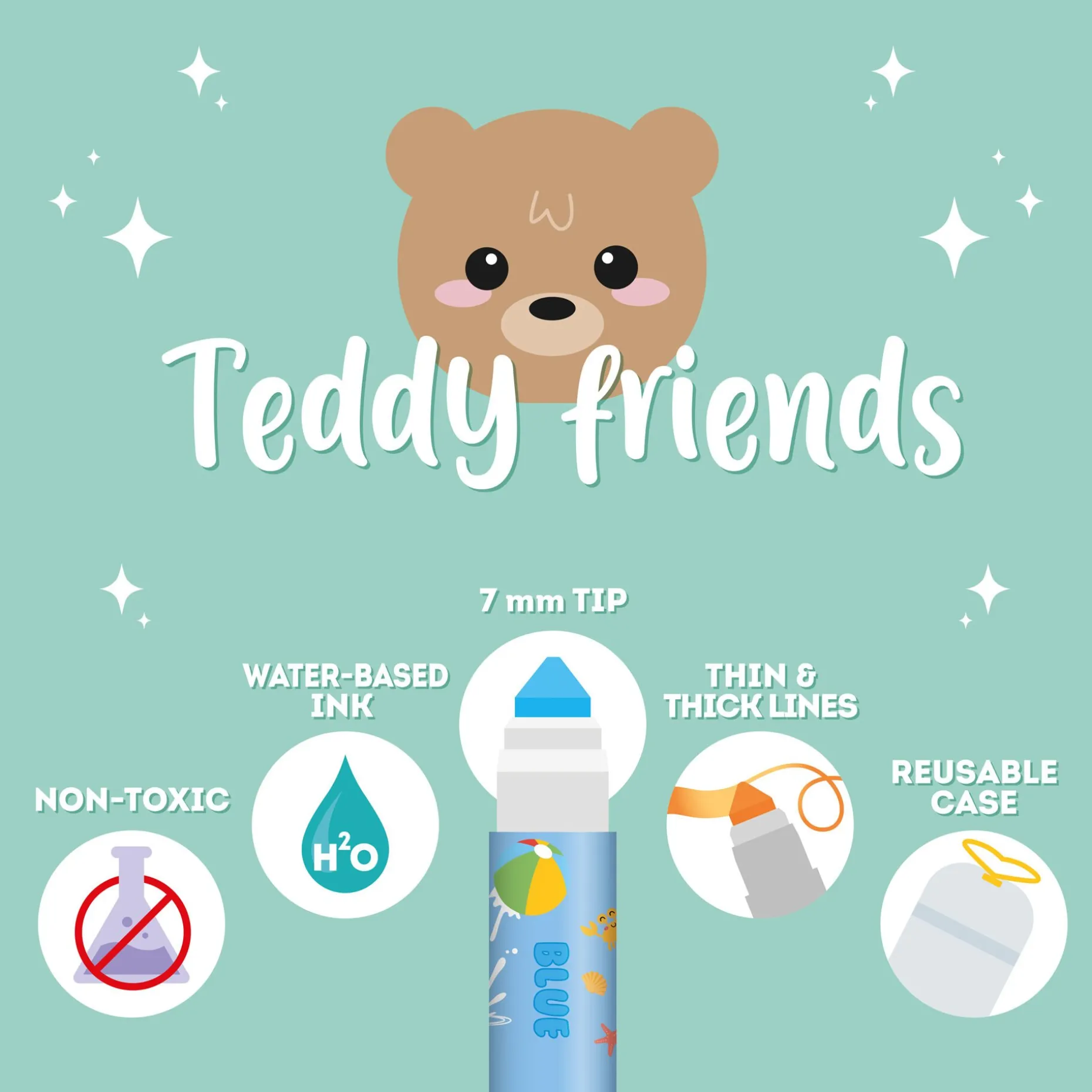 Set de 12 Feutres - Teddy Friends