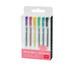 Set de 6 Mini Stylos à Encre Gel Glitter - Shine Like a Diamond