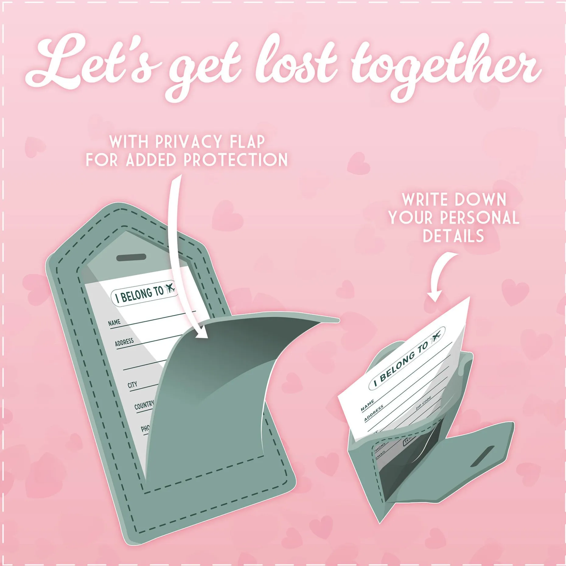 Set de 2 Étiquettes de Bagage - Let's Get Lost Together
