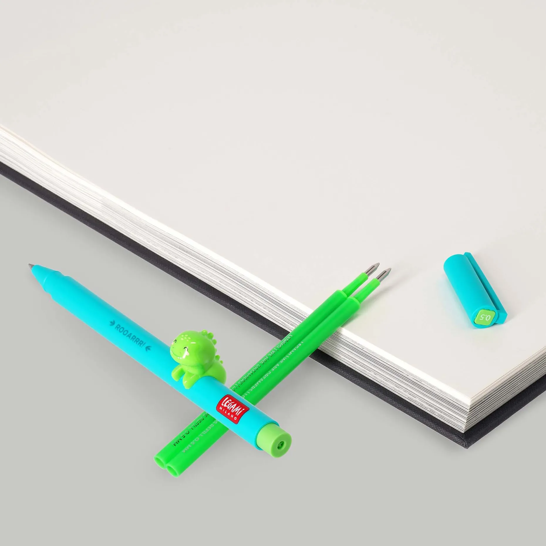 Set Stylo Lovely Dino et Recharge Vert Néon